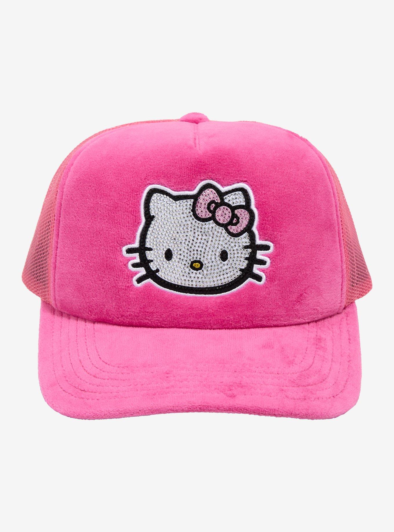 Hello Kitty Rhinestone Velour Trucker Hat, , hi-res