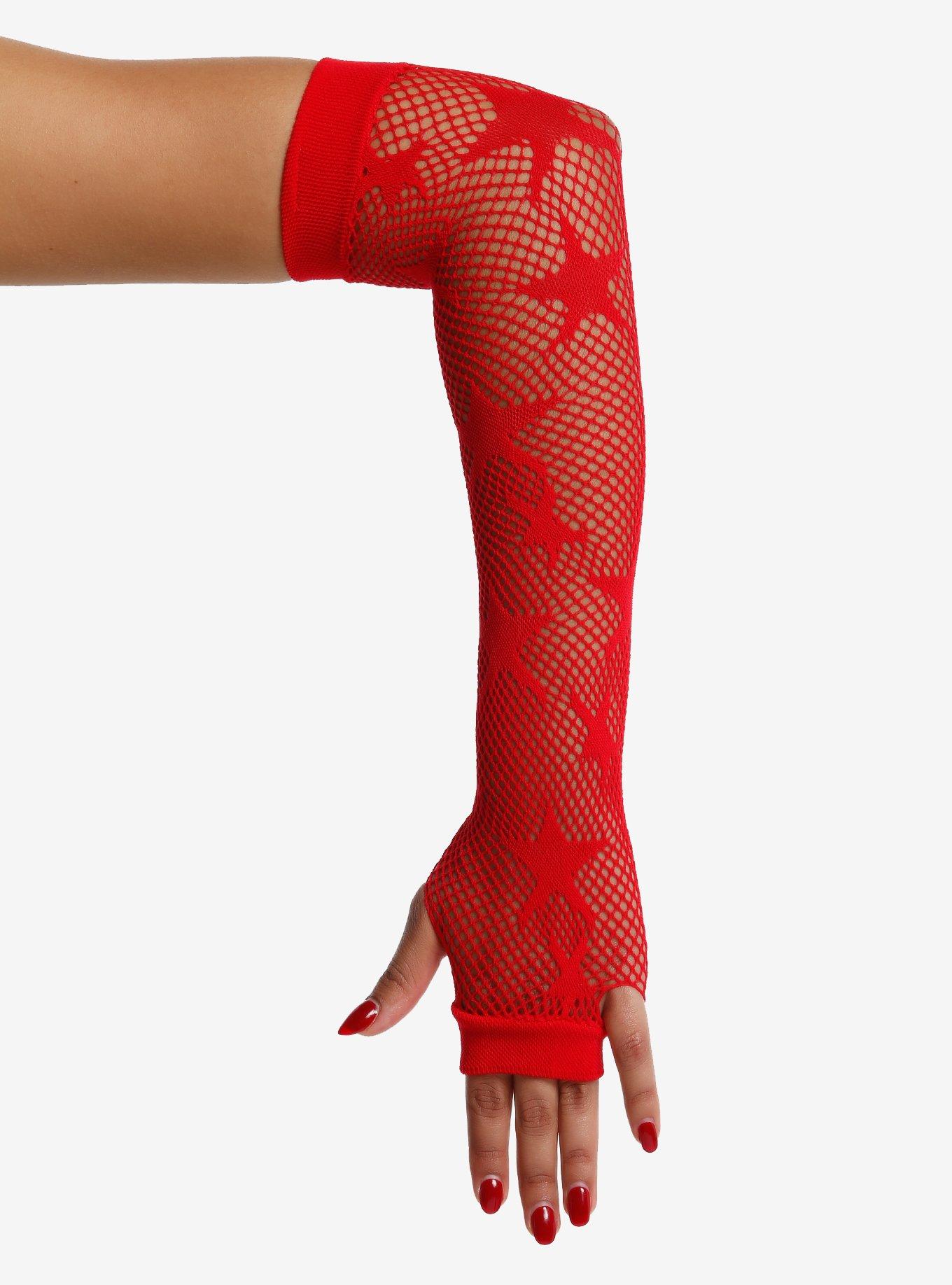 Red Star Fishnet Arm Warmers, , hi-res