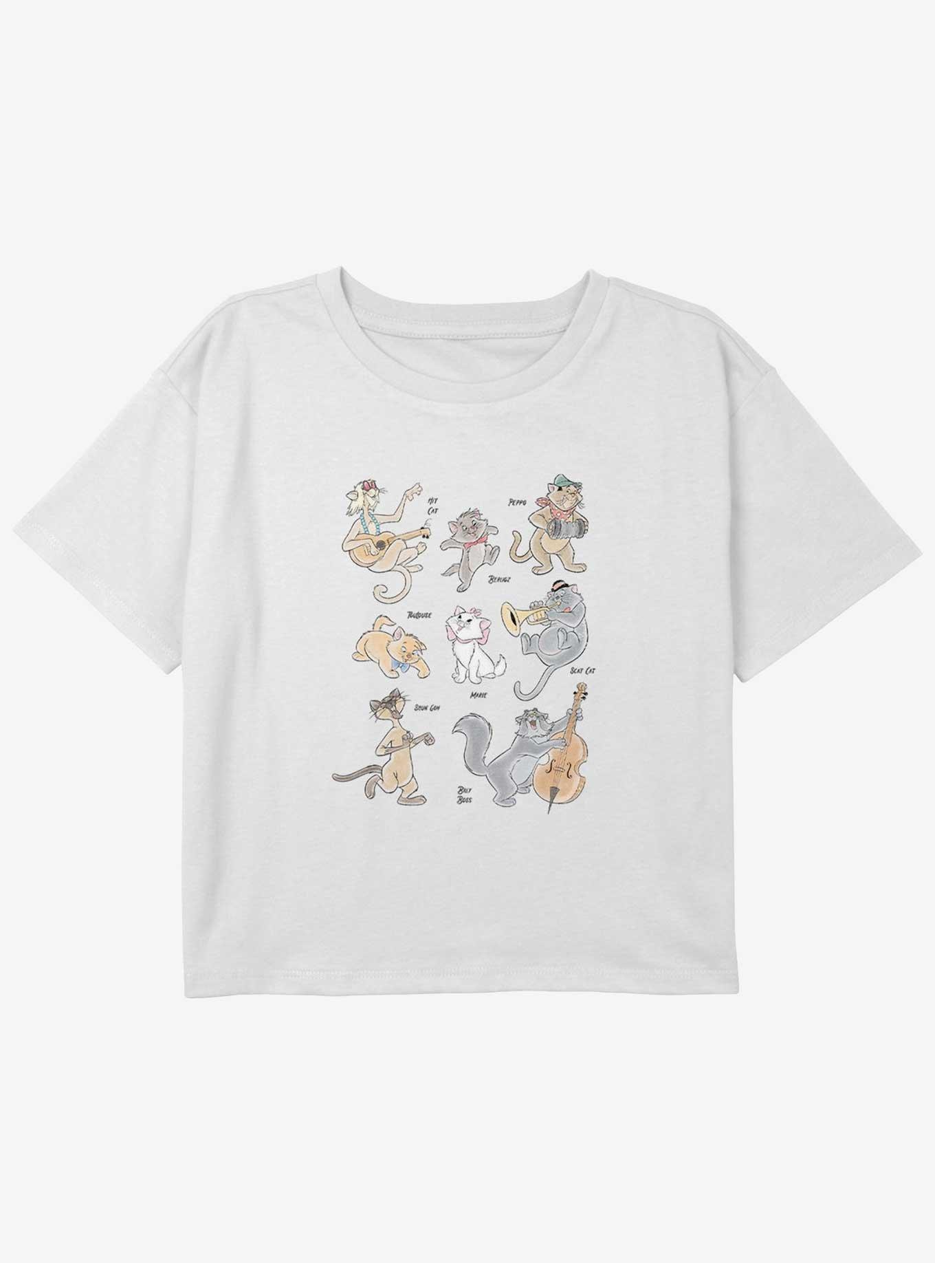 Disney The Aristocats Group Characters Youth Girls Boxy Crop T-Shirt, , hi-res