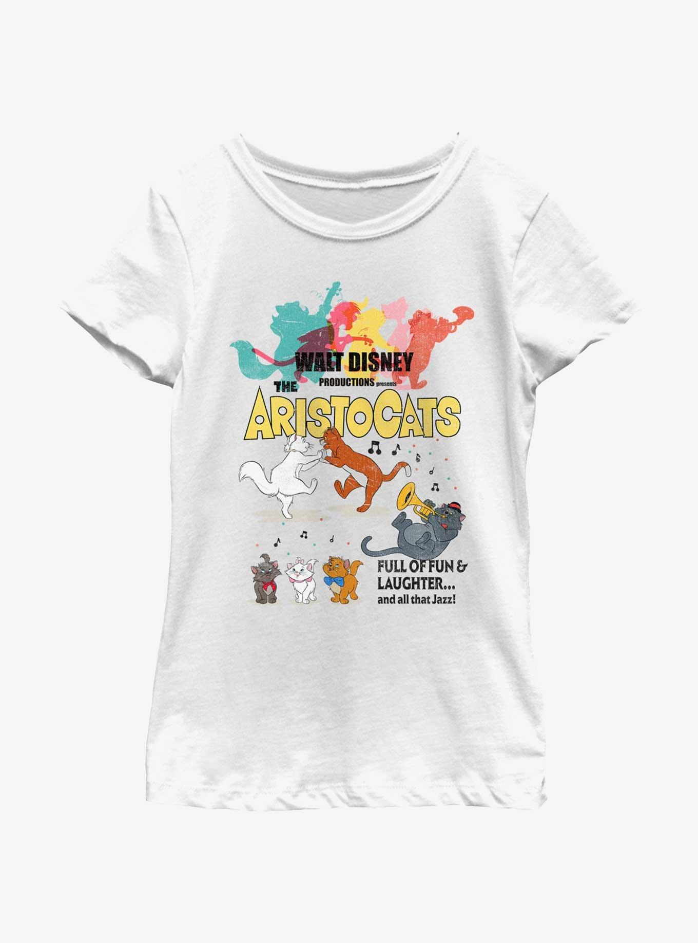 Disney The Aristocats Vintage Poster Youth Girls T-Shirt, WHITE, hi-res