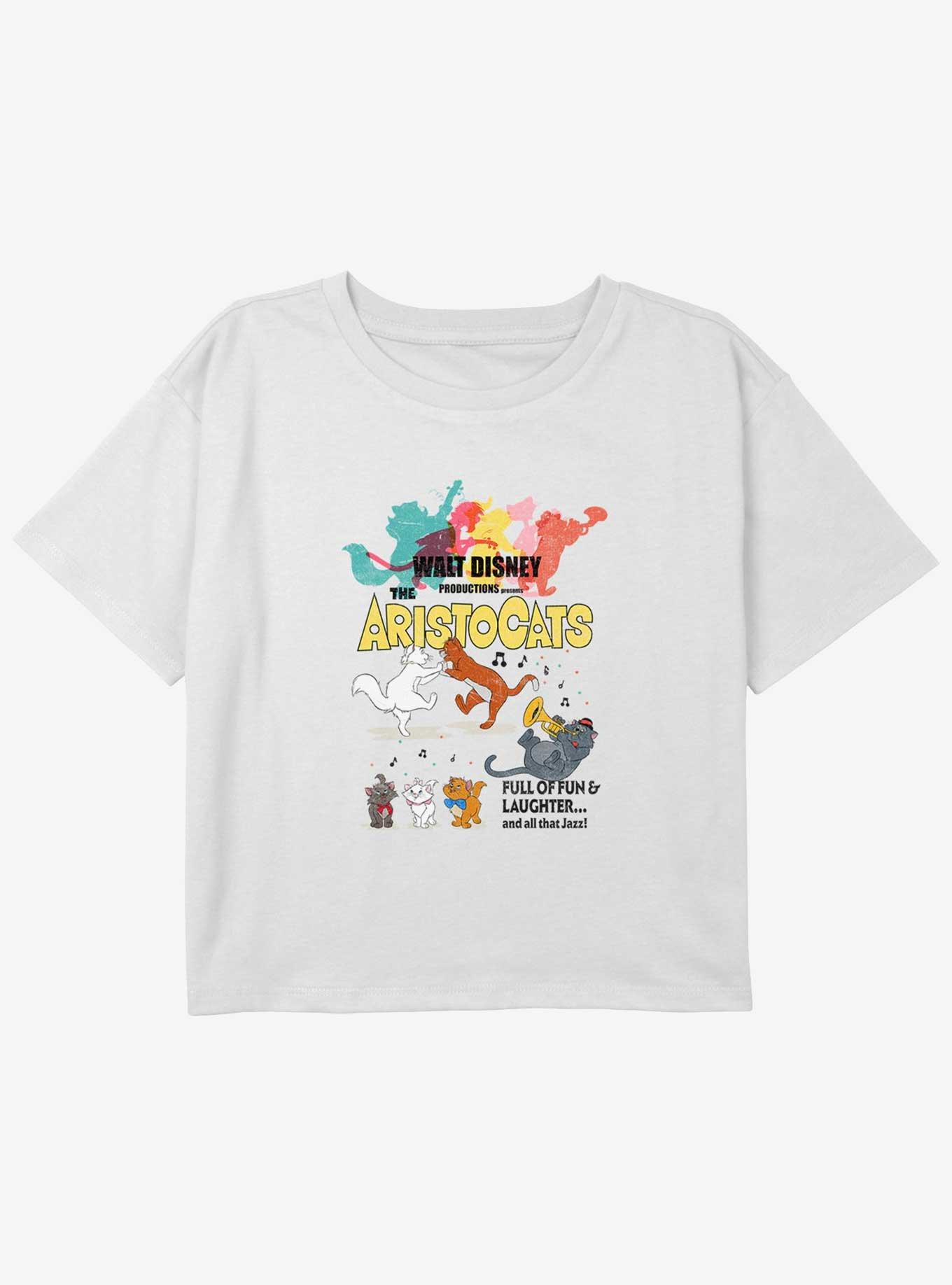 Disney The Aristocats Vintage Poster Youth Girls Boxy Crop T-Shirt, , hi-res