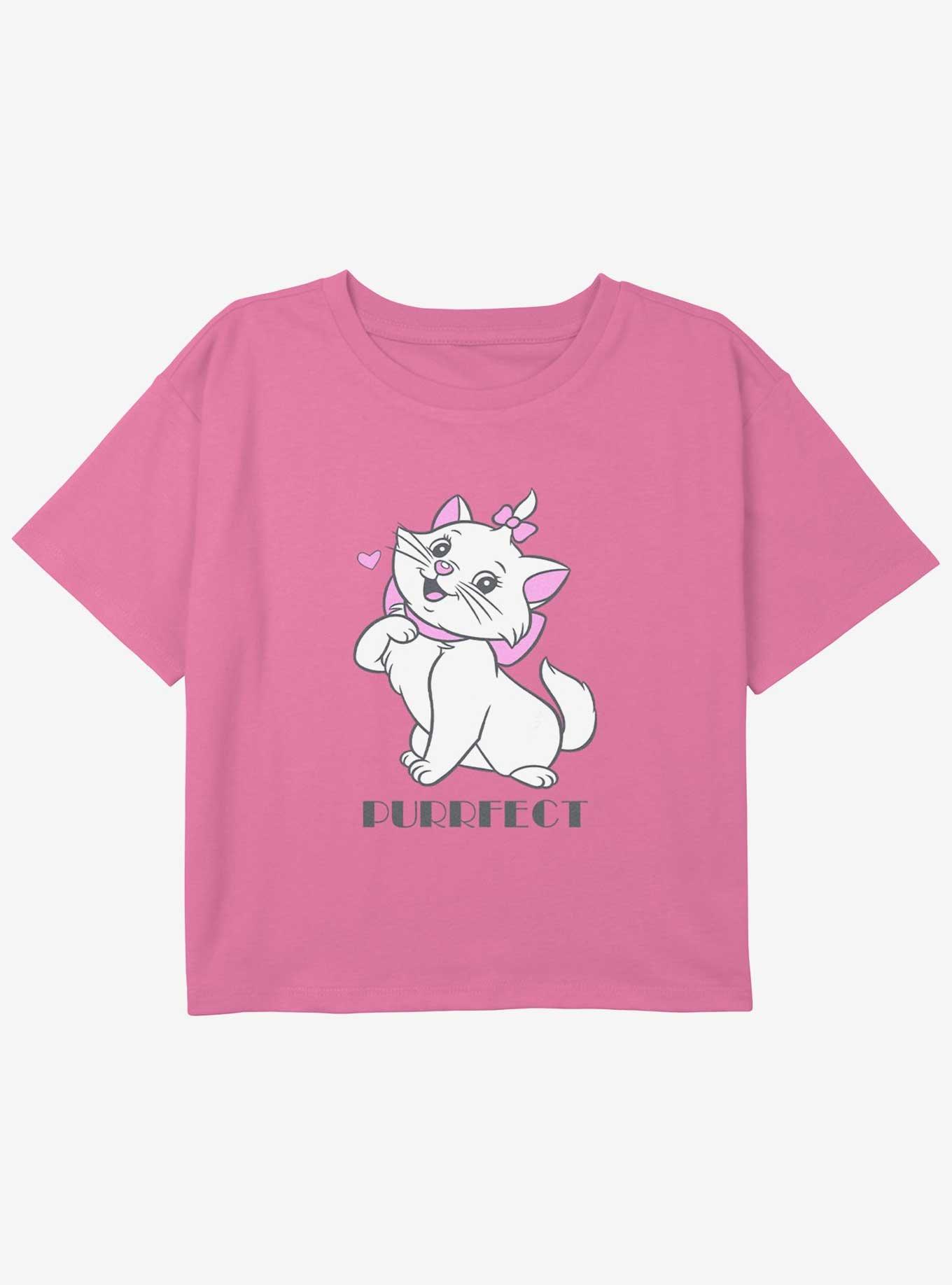 Disney The Aristocats Marie Purrfect Youth Girls Boxy Crop T-Shirt, PINK, hi-res