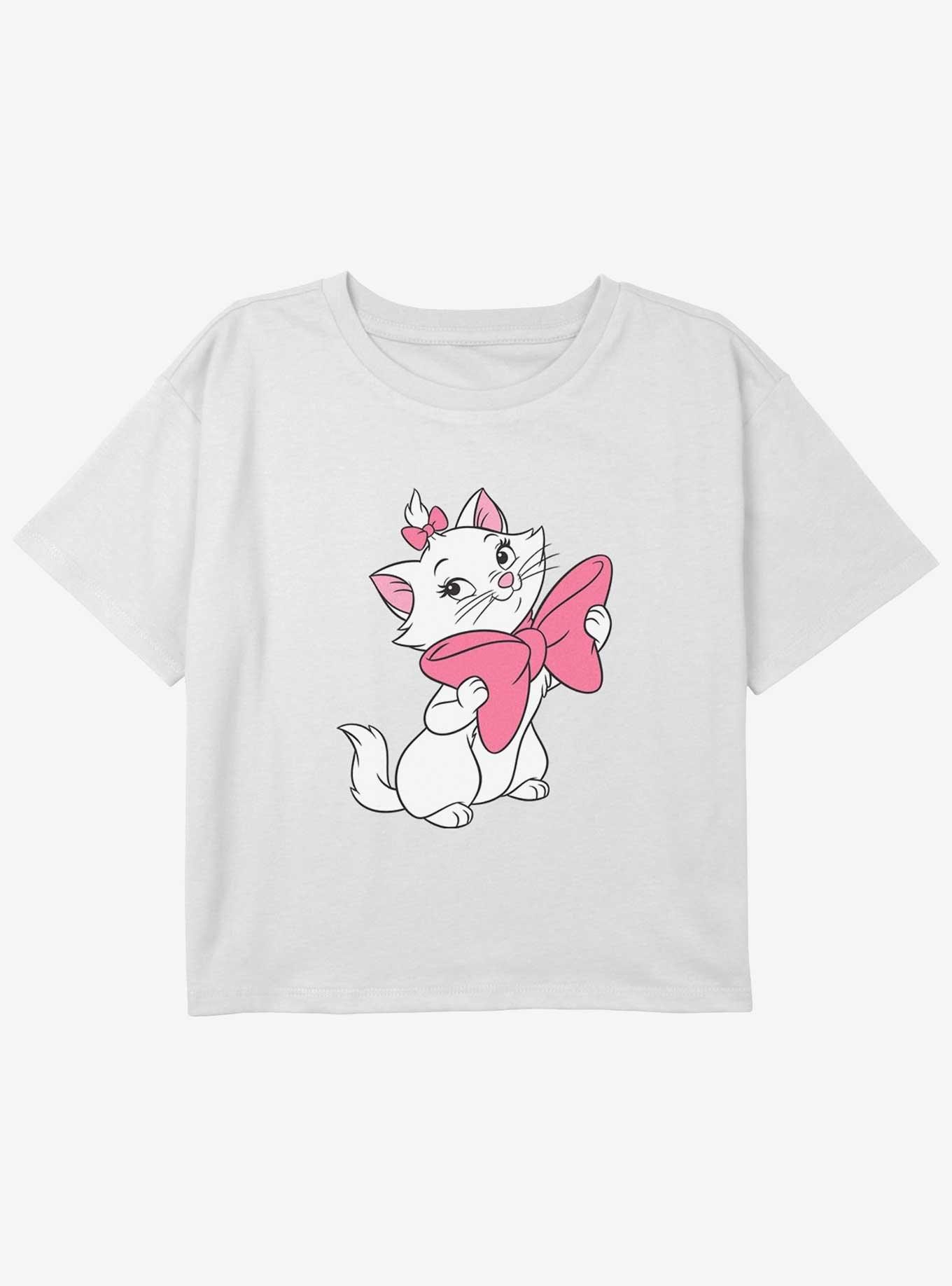 Disney The Aristocats Marie Bow Smile Youth Girls Boxy Crop T-Shirt, , hi-res