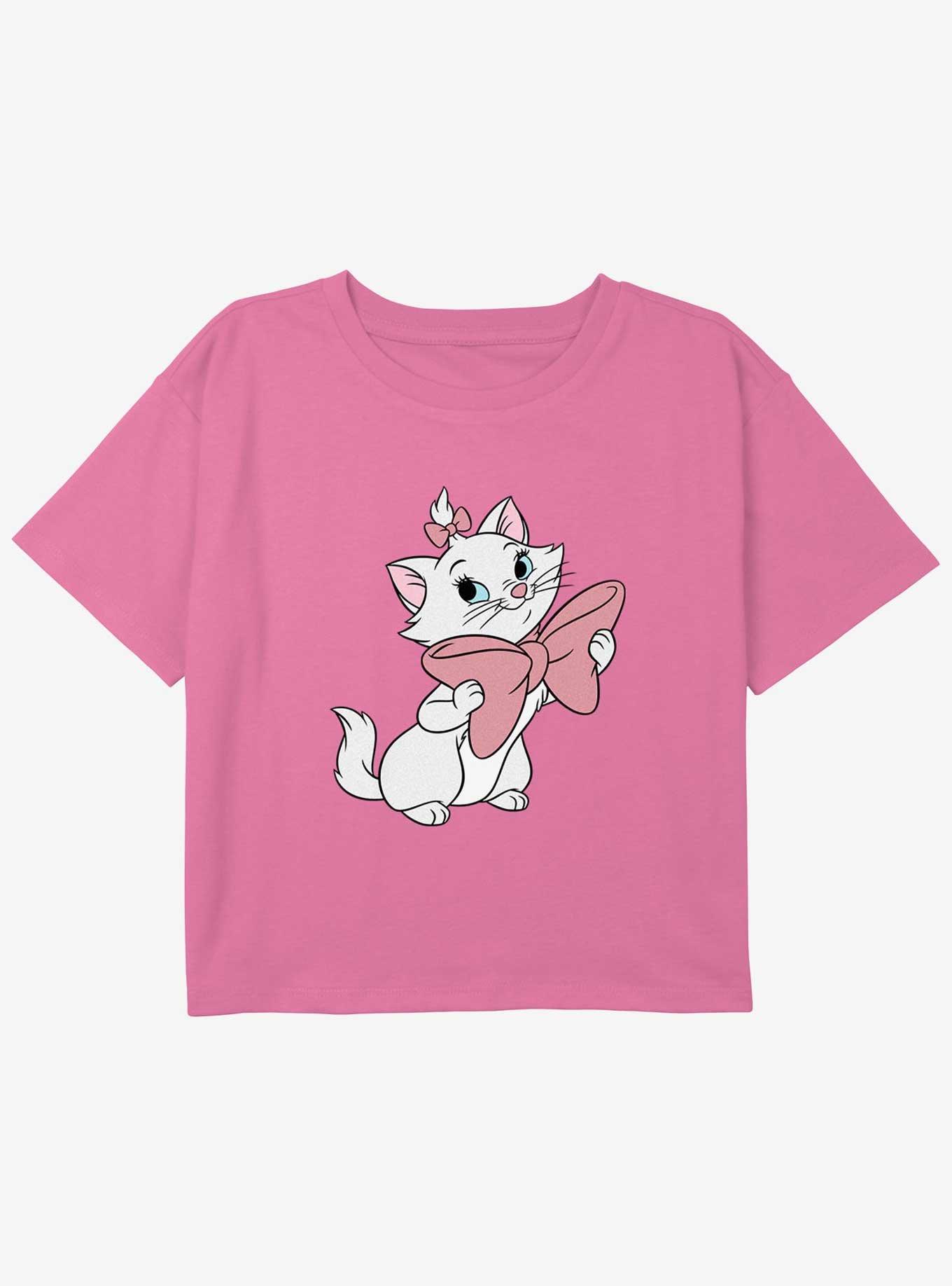 Disney The Aristocats Marie Cute Bow Smile  Youth Girls Boxy Crop T-Shirt, PINK, hi-res