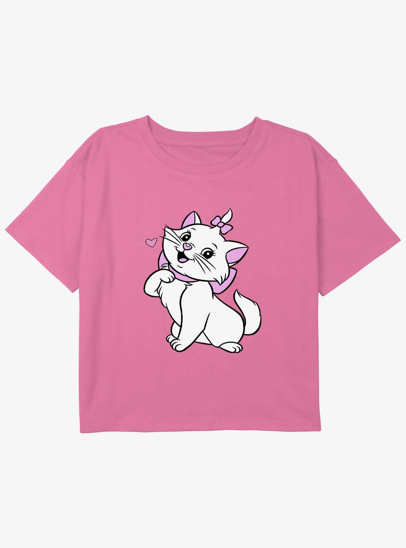 Disney The Aristocats Marie Stance Cute Youth Girls Boxy Crop T-Shirt, PINK, hi-res