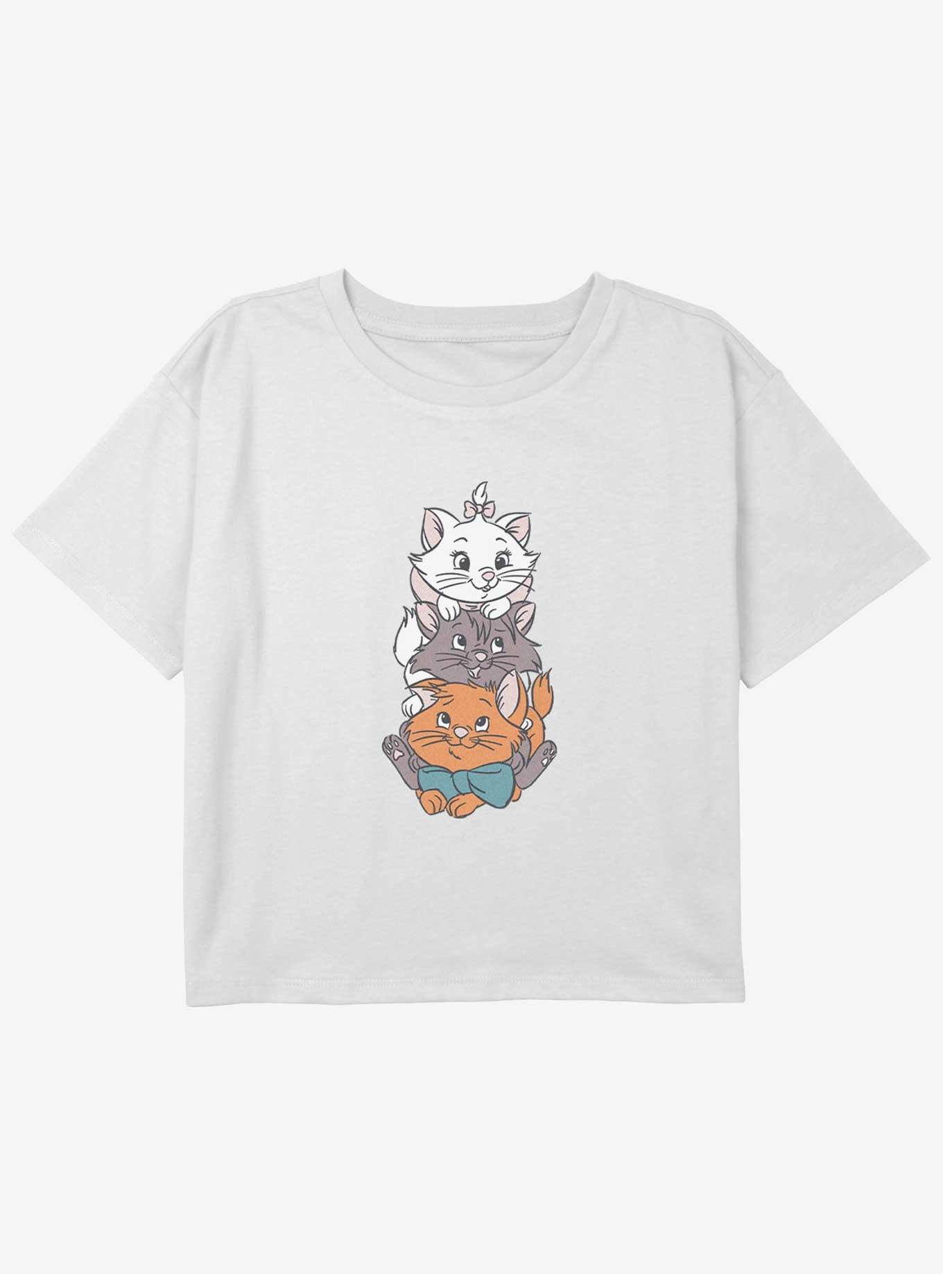 Disney The Aristocats Group Stack Kittens Cute Youth Girls Boxy Crop T-Shirt