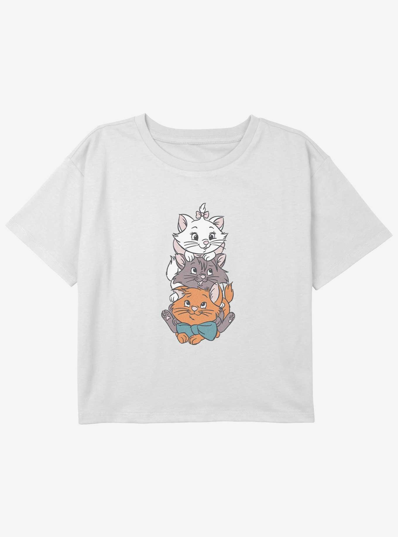 Disney The Aristocats Group Stack Kittens Cute Youth Girls Boxy Crop T-Shirt, , hi-res