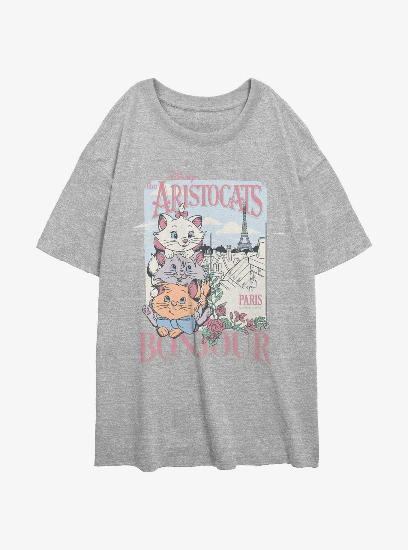 Disney The Aristocats Bonjour Kitten Poster Womens Oversized T-Shirt, ATH HTR, hi-res