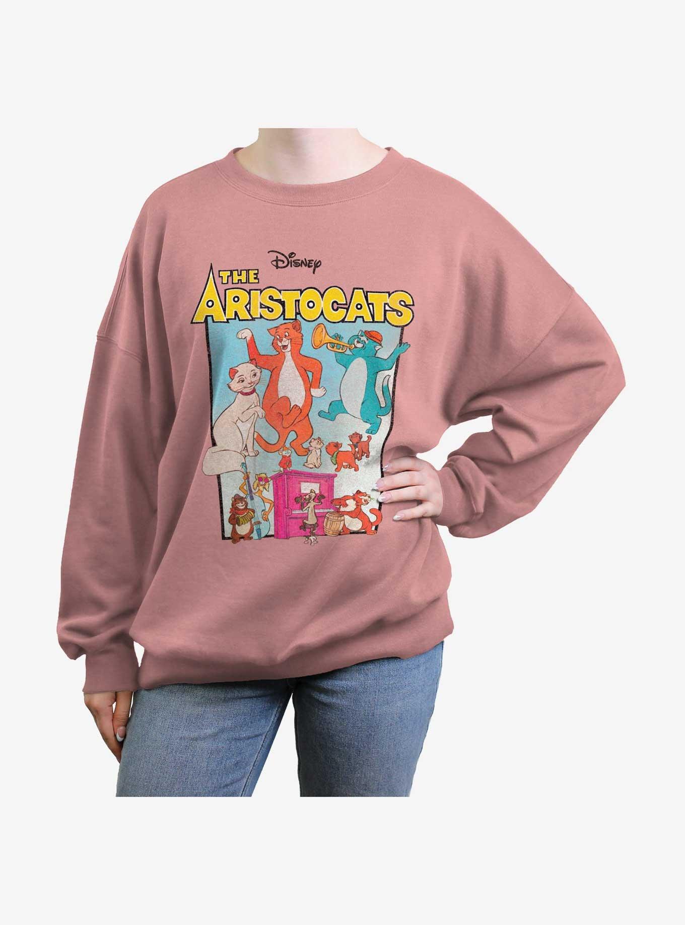 Disney The Aristocats Logo Musical Show Womens Oversized Sweatshirt, DESERTPNK, hi-res