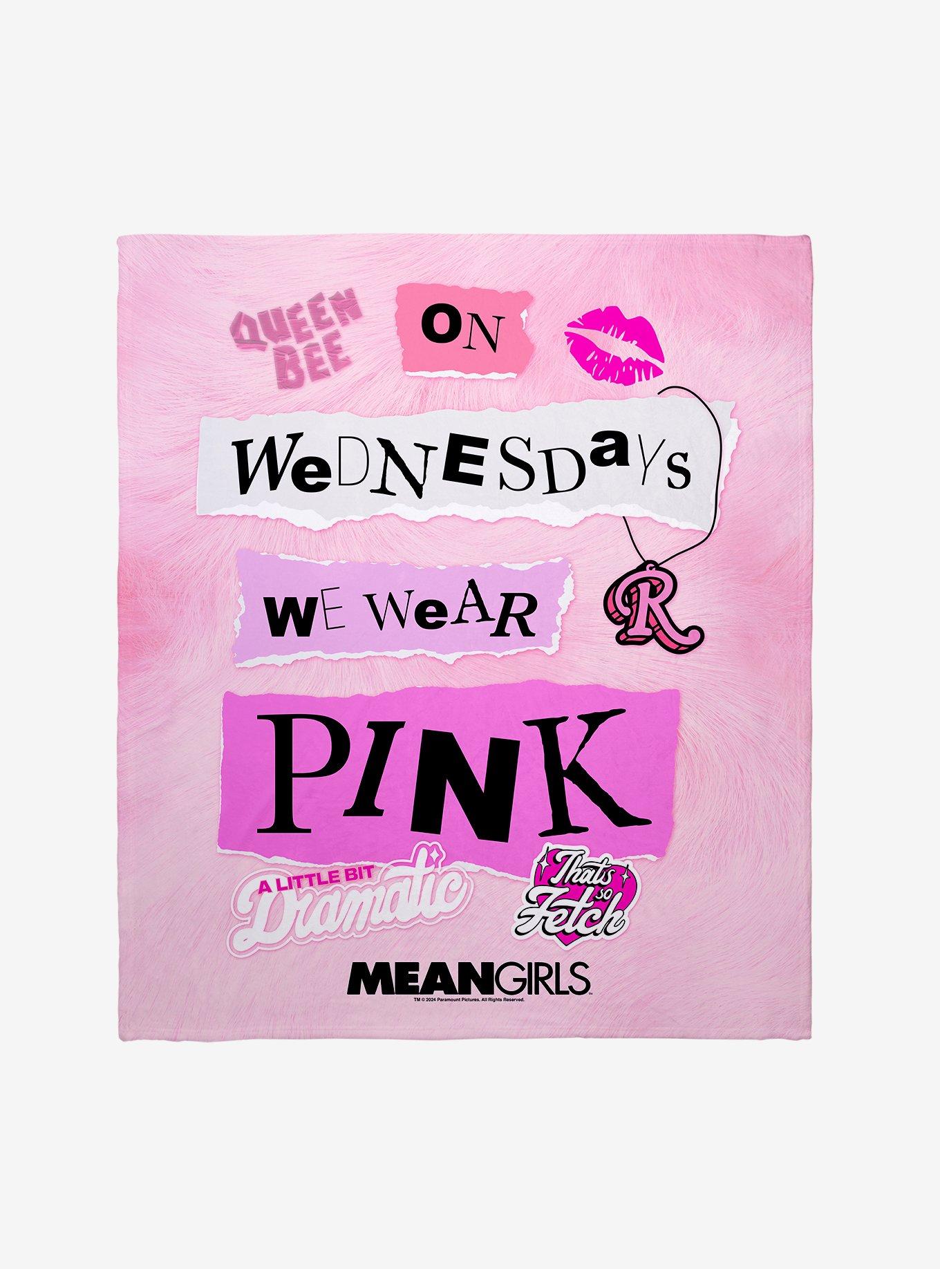 Mean Girls On Wednesday's We Wear Pink Throw Blanket, , hi-res