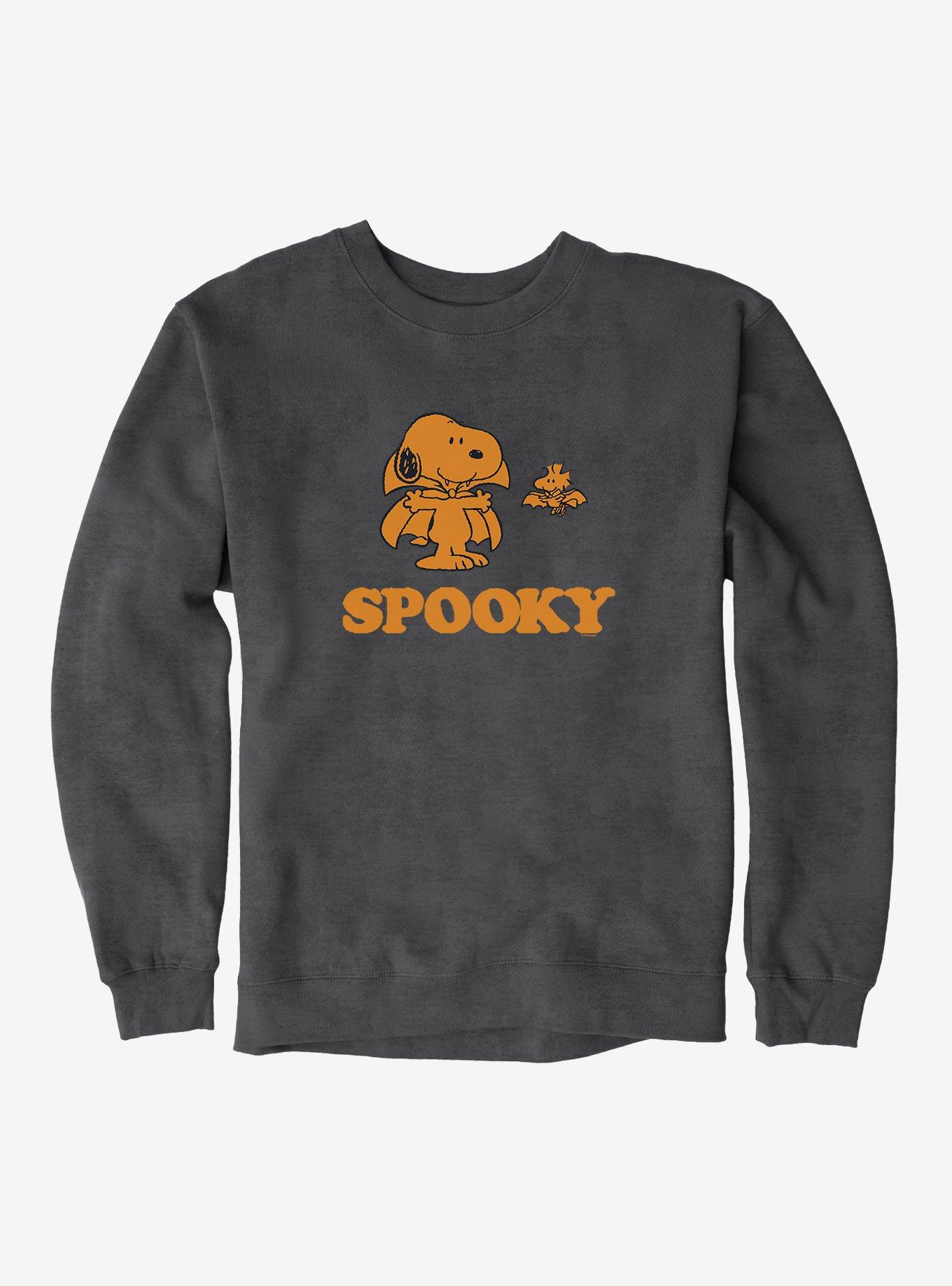 Peanuts Spooky Snoopy Woodstock Sweatshirt, DARK HEATHER, hi-res