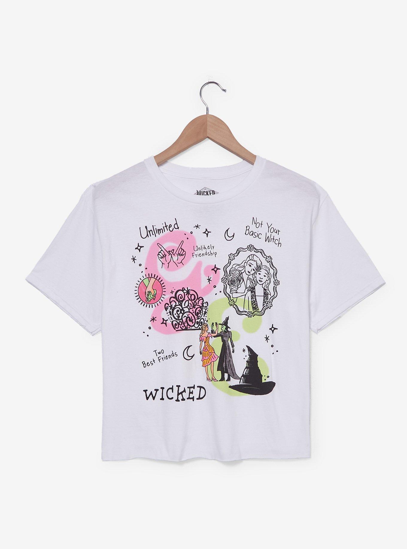 Wicked Elphaba & Glinda Doodle Icons Cropped Women's T-Shirt, , hi-res