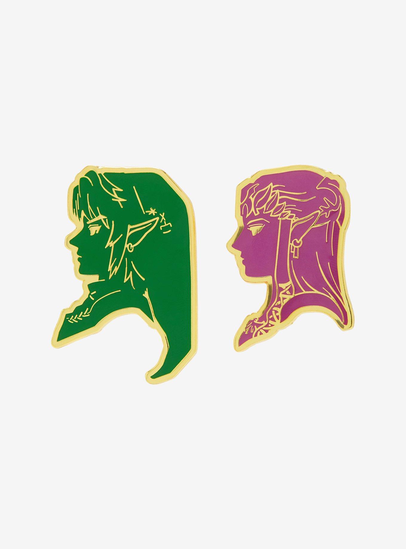 The Legend Of Zelda Link & Zelda Profile Enamel Pin Set, , hi-res