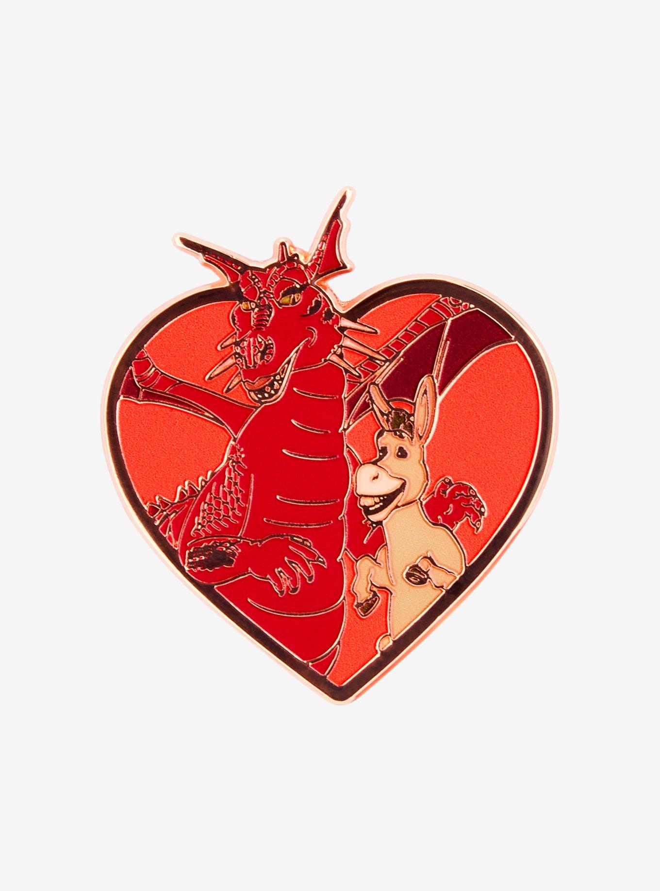 Shrek Donkey & Dragon Heart Enamel Pin, , hi-res