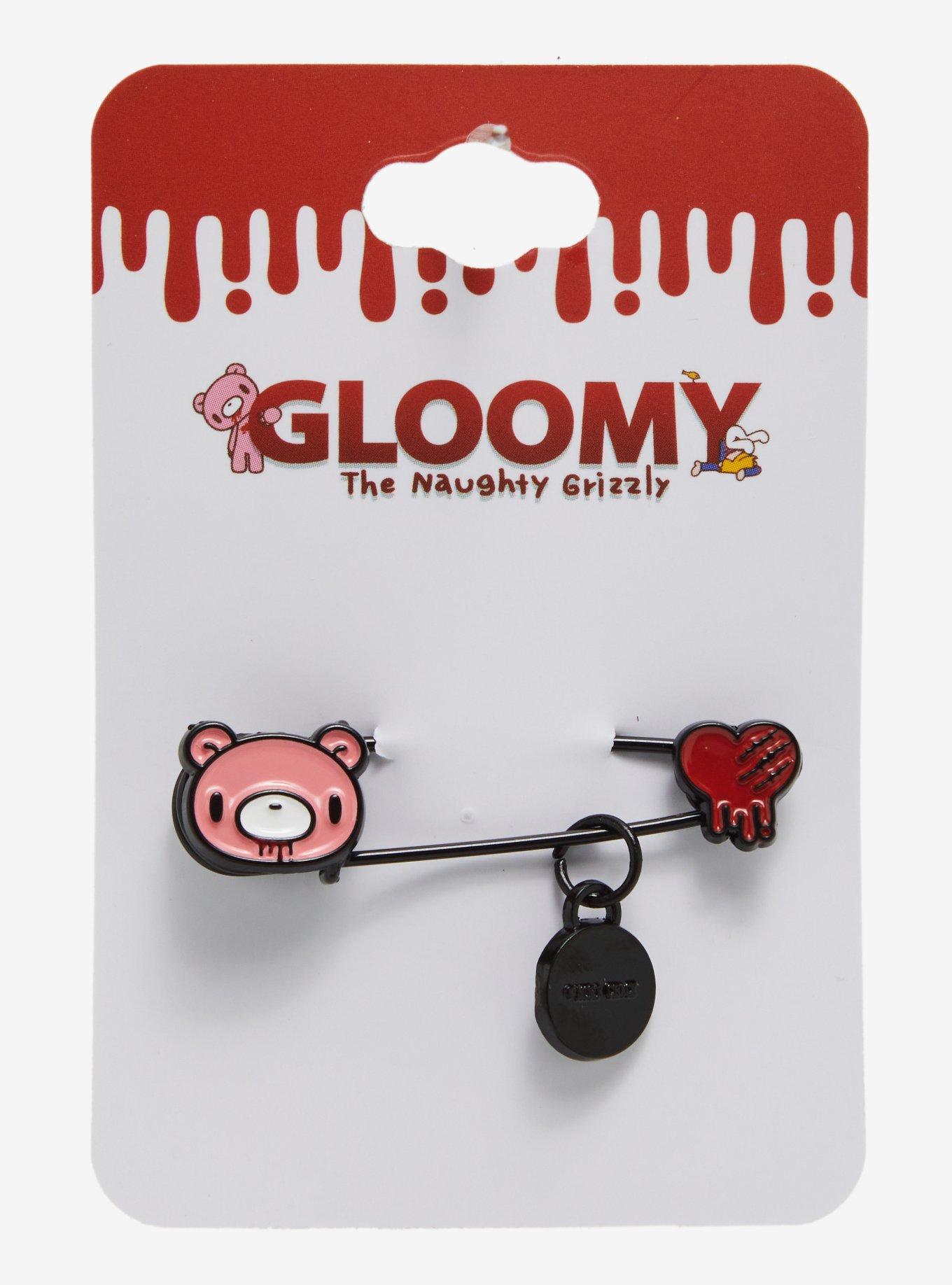 Gloomy Bear Enamel Safety Pin, , hi-res