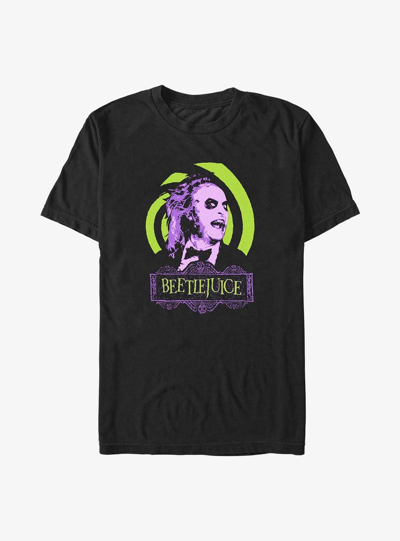 Beetlejuice Portrait Green Swirl Big & Tall T-Shirt, BLACK, hi-res