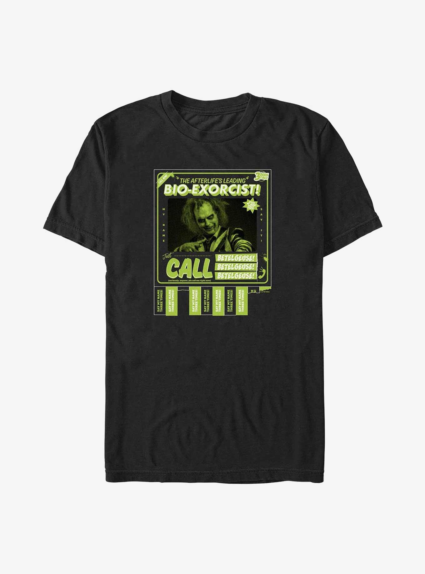 Beetlejuice Beetlejuice Call Bio-Exorcist Big & Tall T-Shirt, BLACK, hi-res