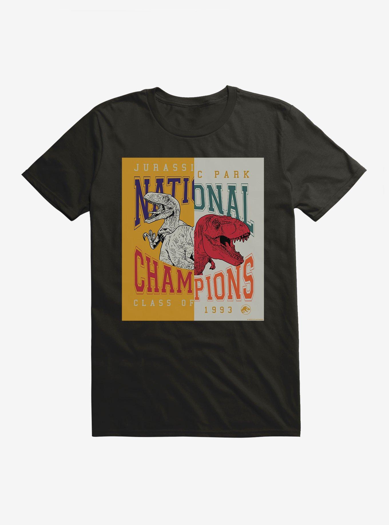 Jurassic Park National Champions Class of 1993 Split T-Shirt, BLACK, hi-res