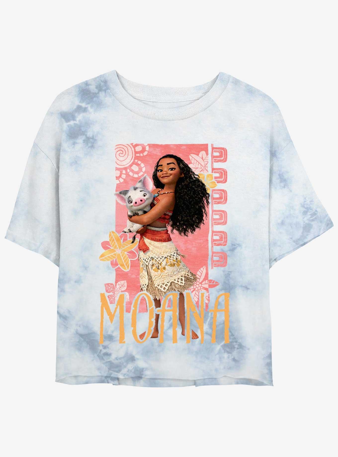 Disney Moana With Pua Cute Pose Womens Tie-Dye Crop T-Shirt, WHITEBLUE, hi-res