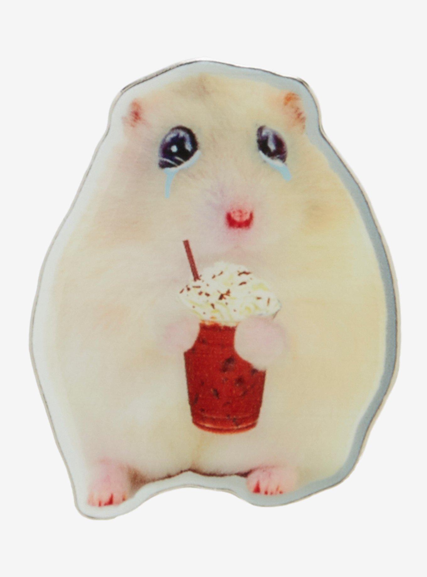 Crying Hamster Frappuccino Pin, , hi-res