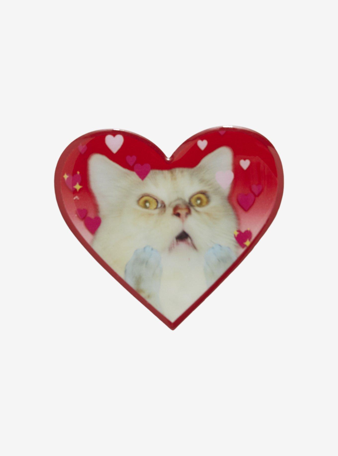 Cat Heart Resin Enamel Pin, , hi-res
