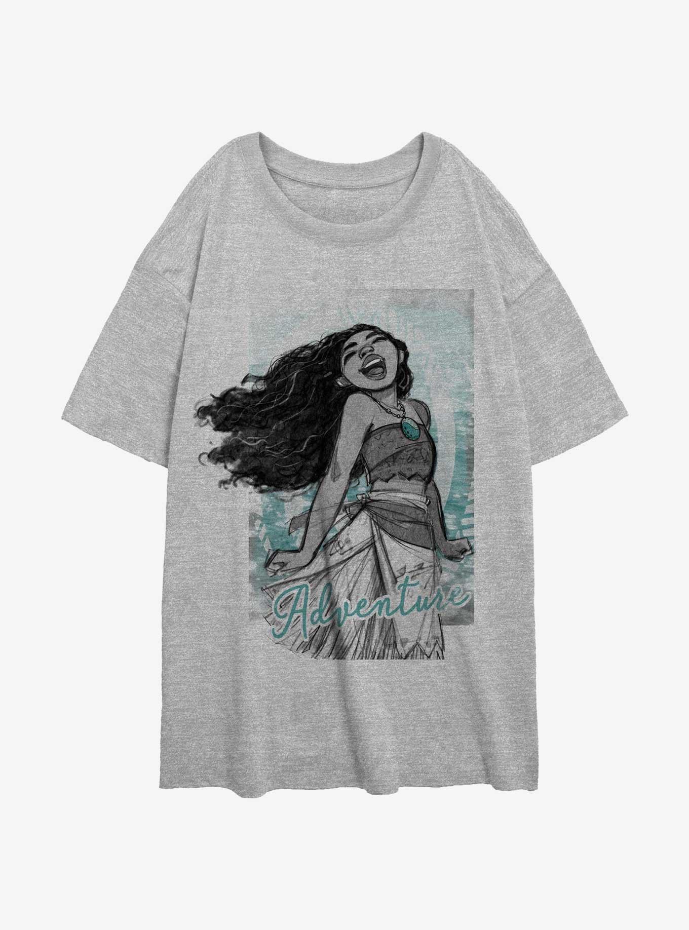 Disney Moana Joyful Womens Oversized T-Shirt, ATH HTR, hi-res