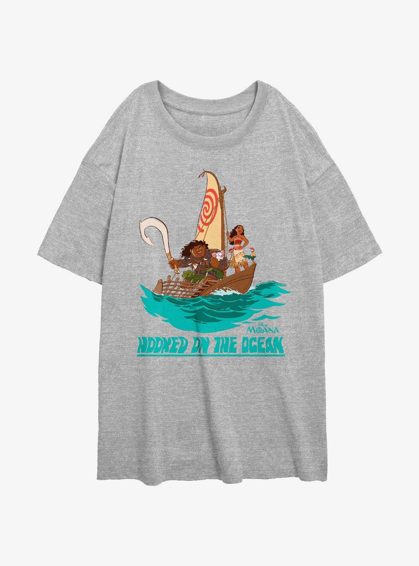 Disney Moana Hooked On The Ocean Womens Oversized T-Shirt, ATH HTR, hi-res