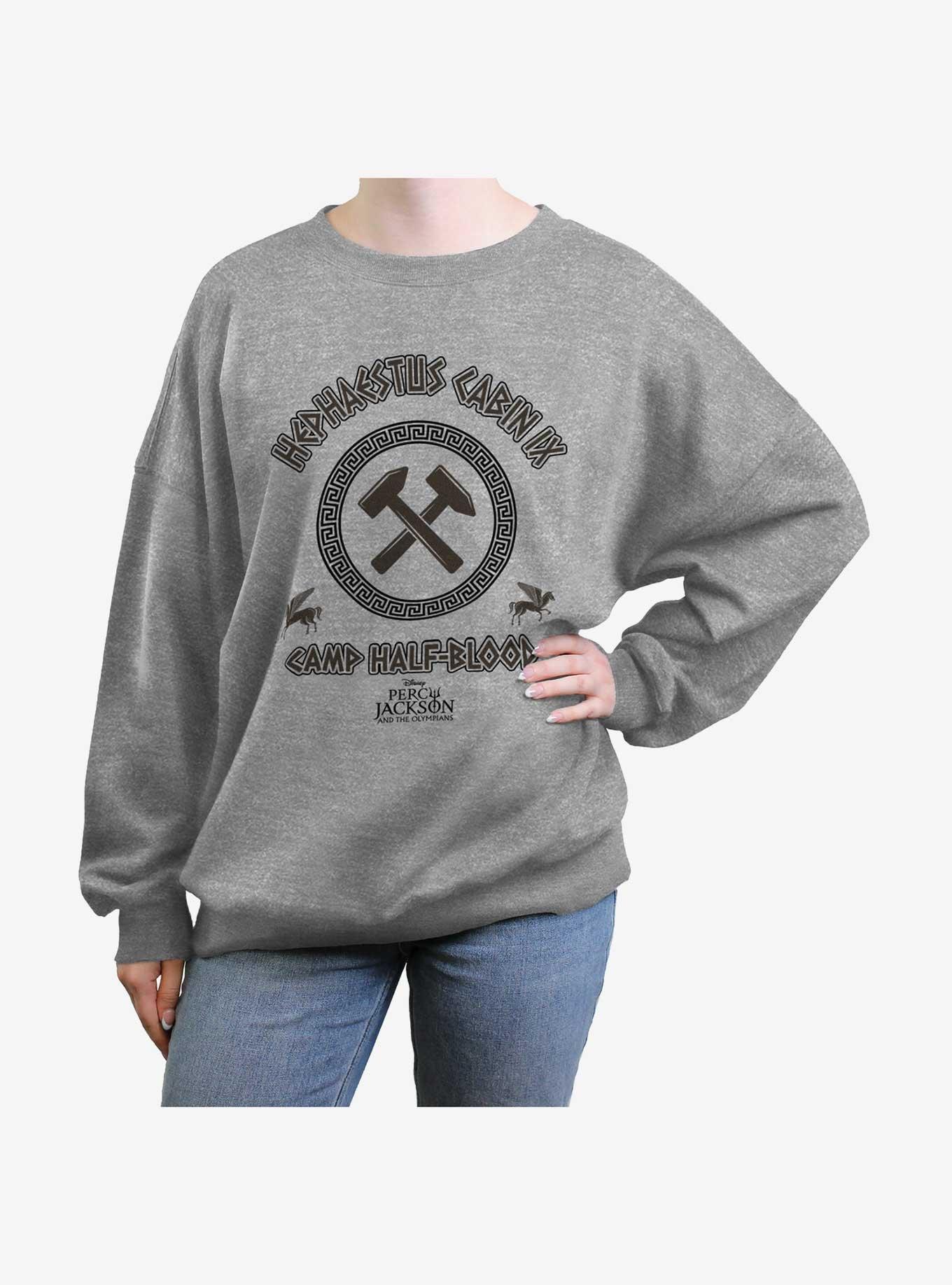 Disney Percy Jackson And The Olympians Hephaestus Cabin Girls Oversized Sweatshirt, HEATHER GR, hi-res