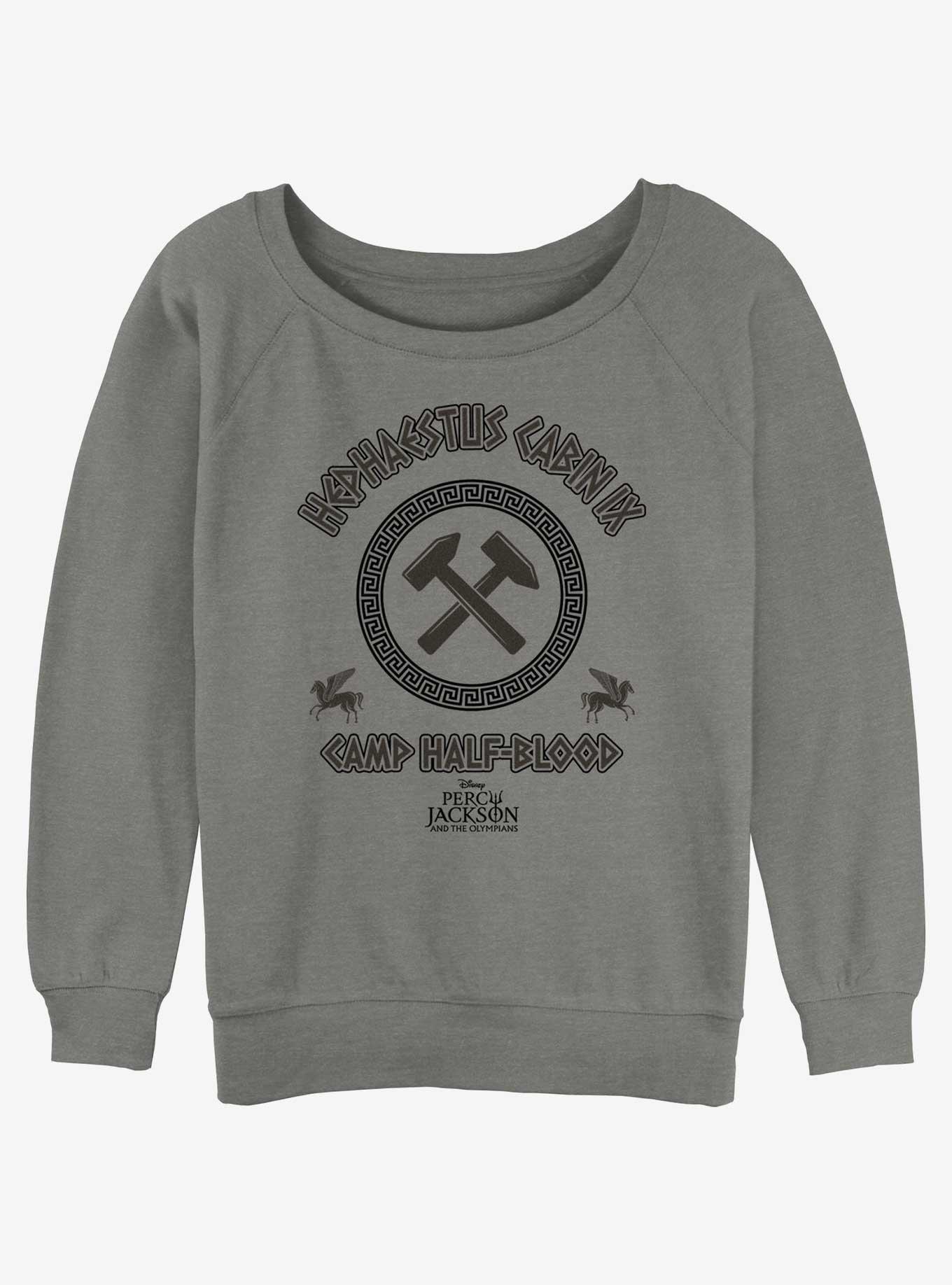 Disney Percy Jackson And The Olympians Hephaestus Cabin Girls Slouchy Sweatshirt, GRAY HTR, hi-res
