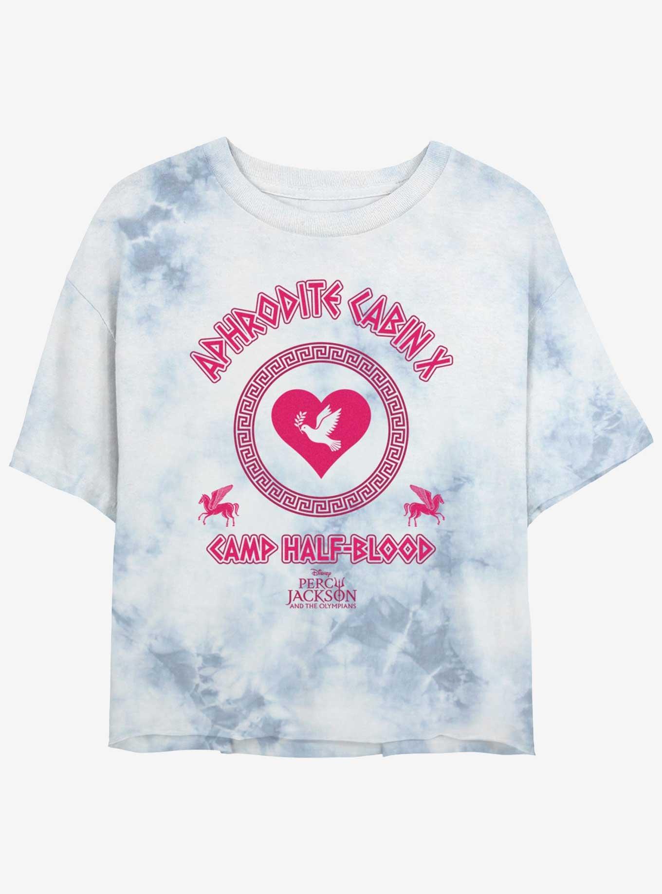 Disney Percy Jackson And The Olympians Aphrodite Cabin Girls Tie-Dye Crop T-Shirt, WHITEBLUE, hi-res