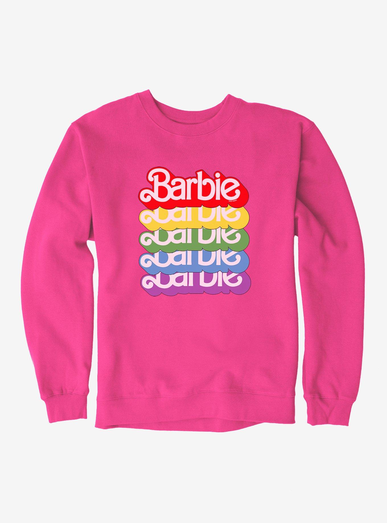 Barbie Text Rainbow Stack Sweatshirt, , hi-res