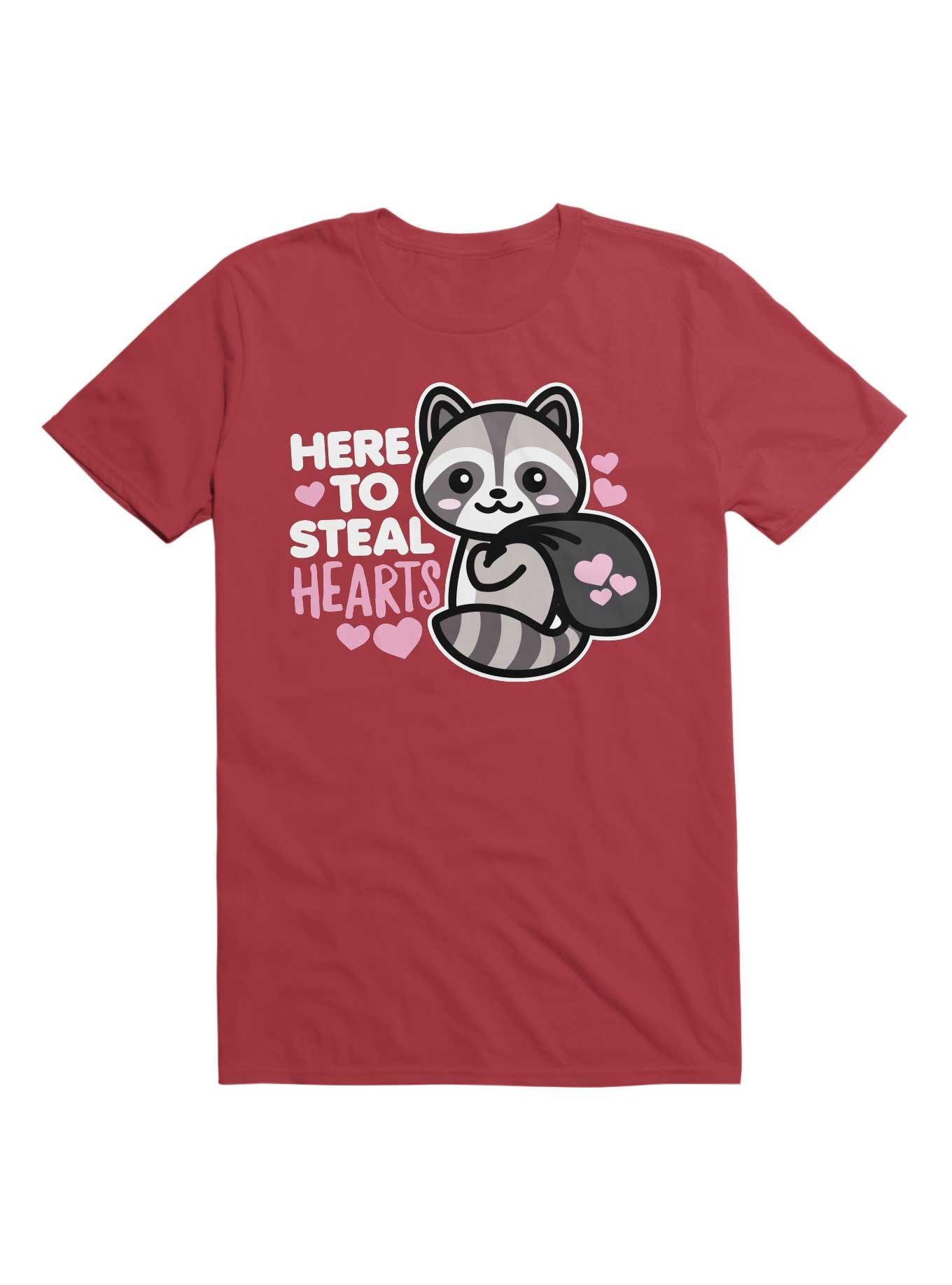 THRDLESS Here to Steal Hearts Cute Kawaii Racoon T-Shirt