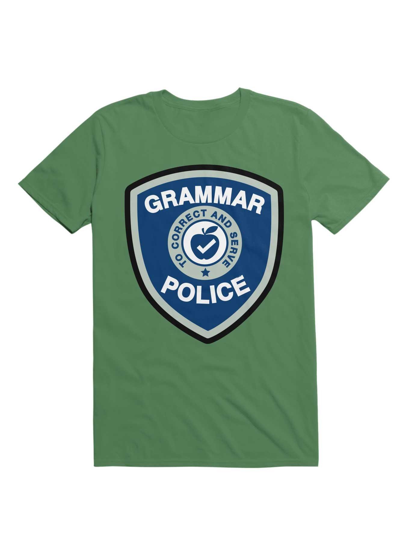 THRDLESS Grammar Police Badge Funny Saying T-Shirt
