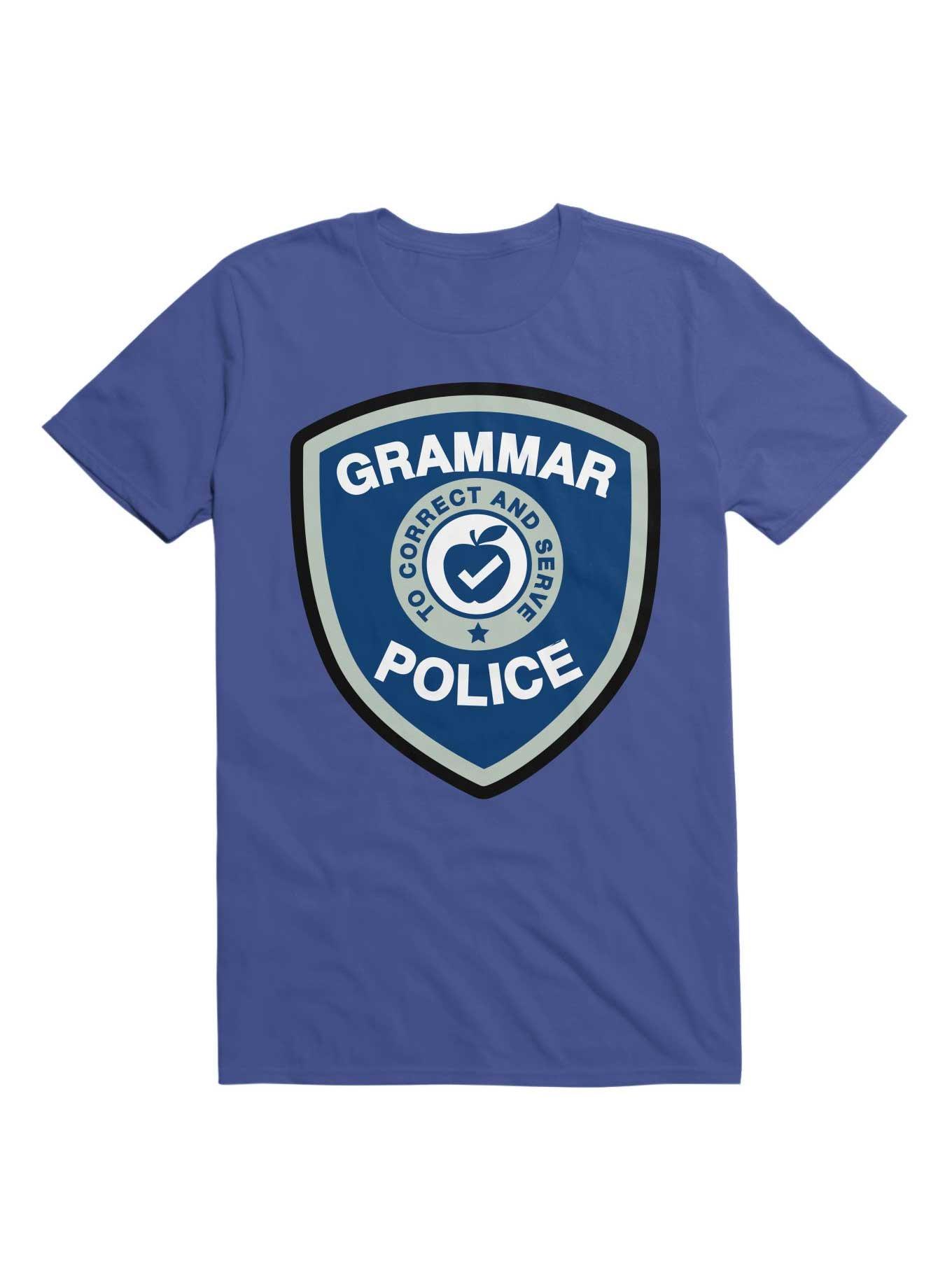 Grammar Police Badge Funny Saying T-Shirt, ROYAL, hi-res