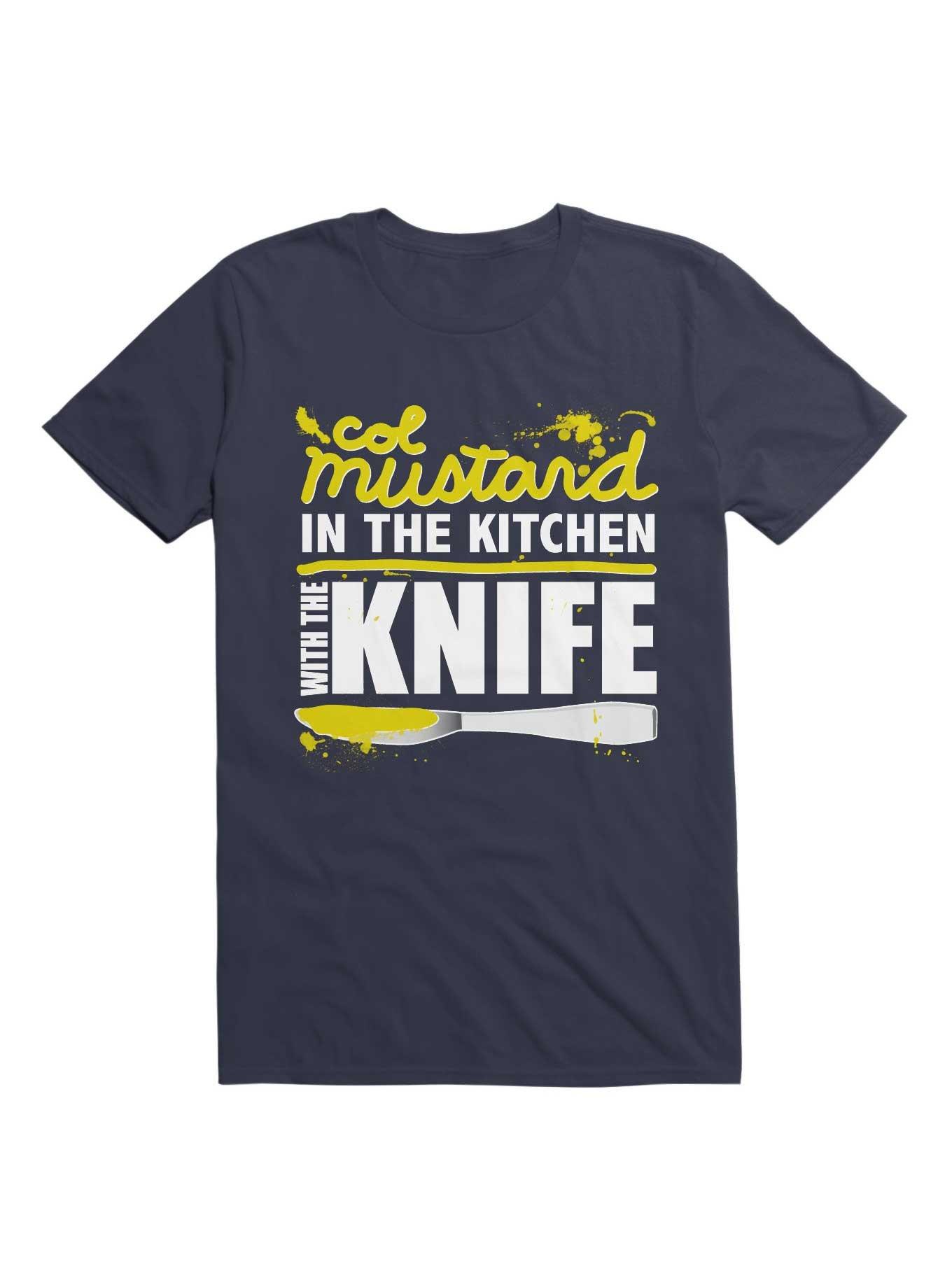 Colonel Mustard in the Kitchen with the Knife T-Shirt, NAVY, hi-res