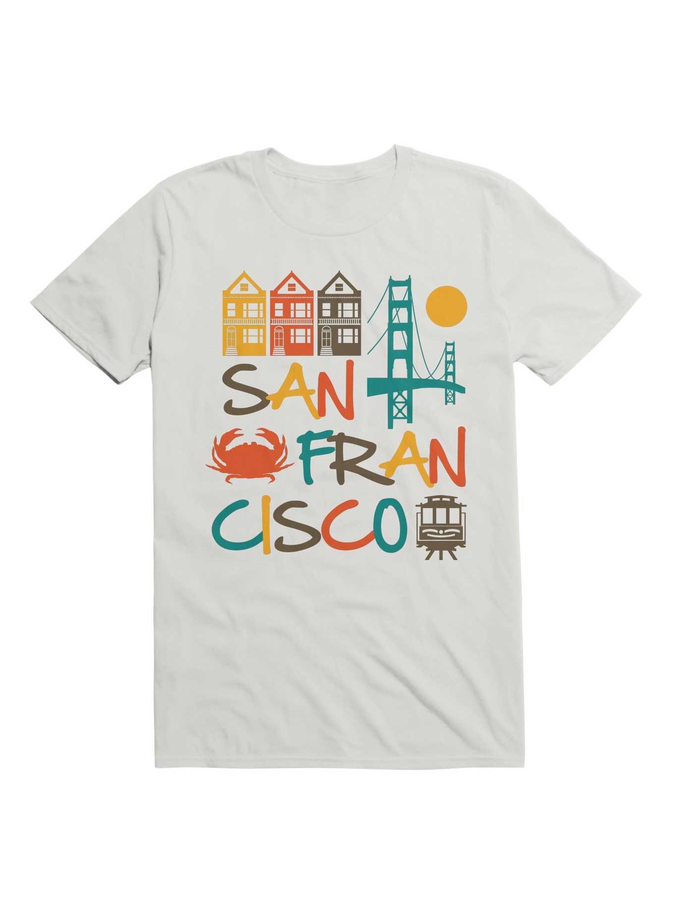 San Francisco Silhouette Icons Colorful T-Shirt, WHITE, hi-res