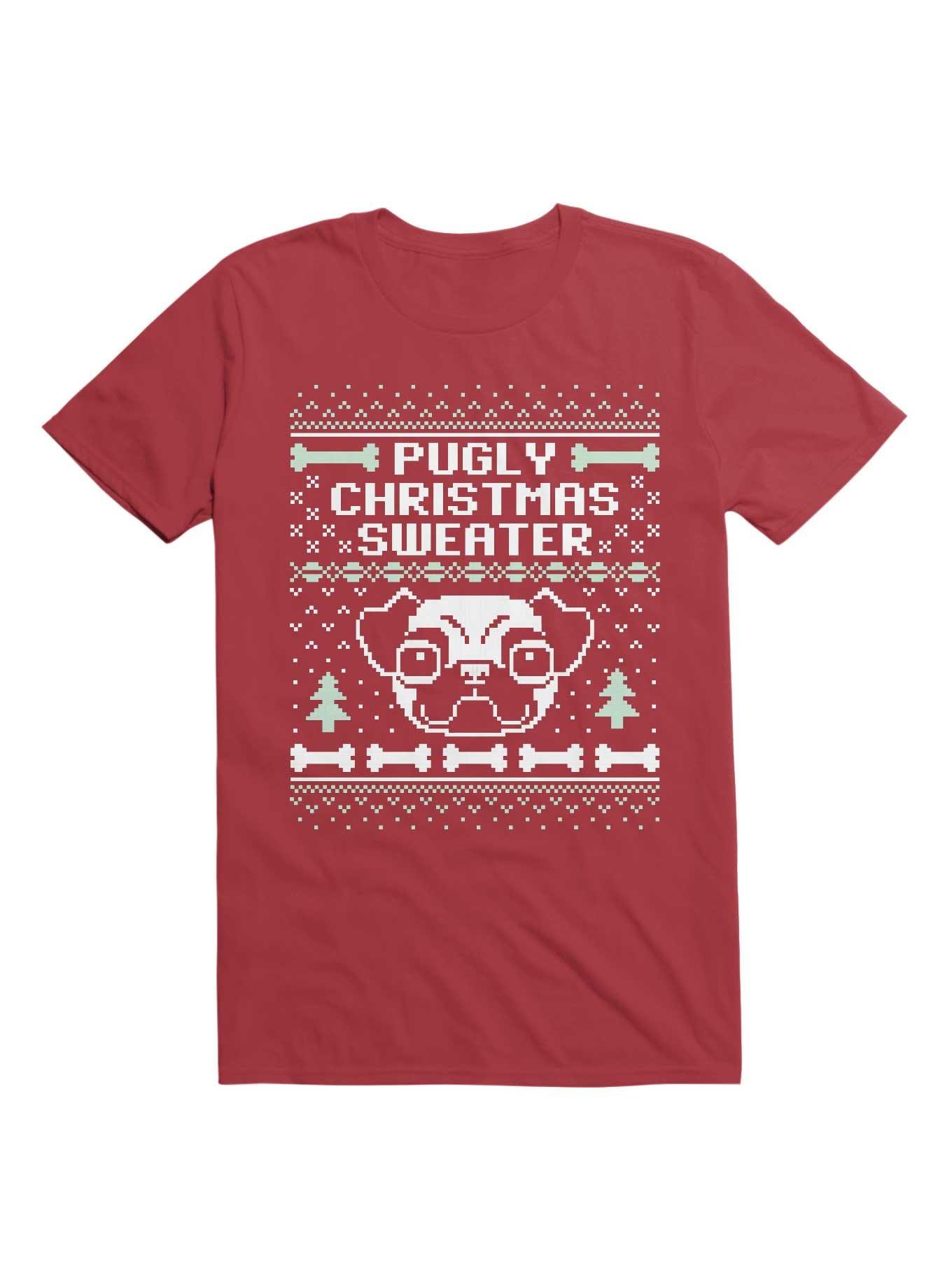 THRDLESS Pugly Christmas Sweater Pug Lovers Design T-Shirt