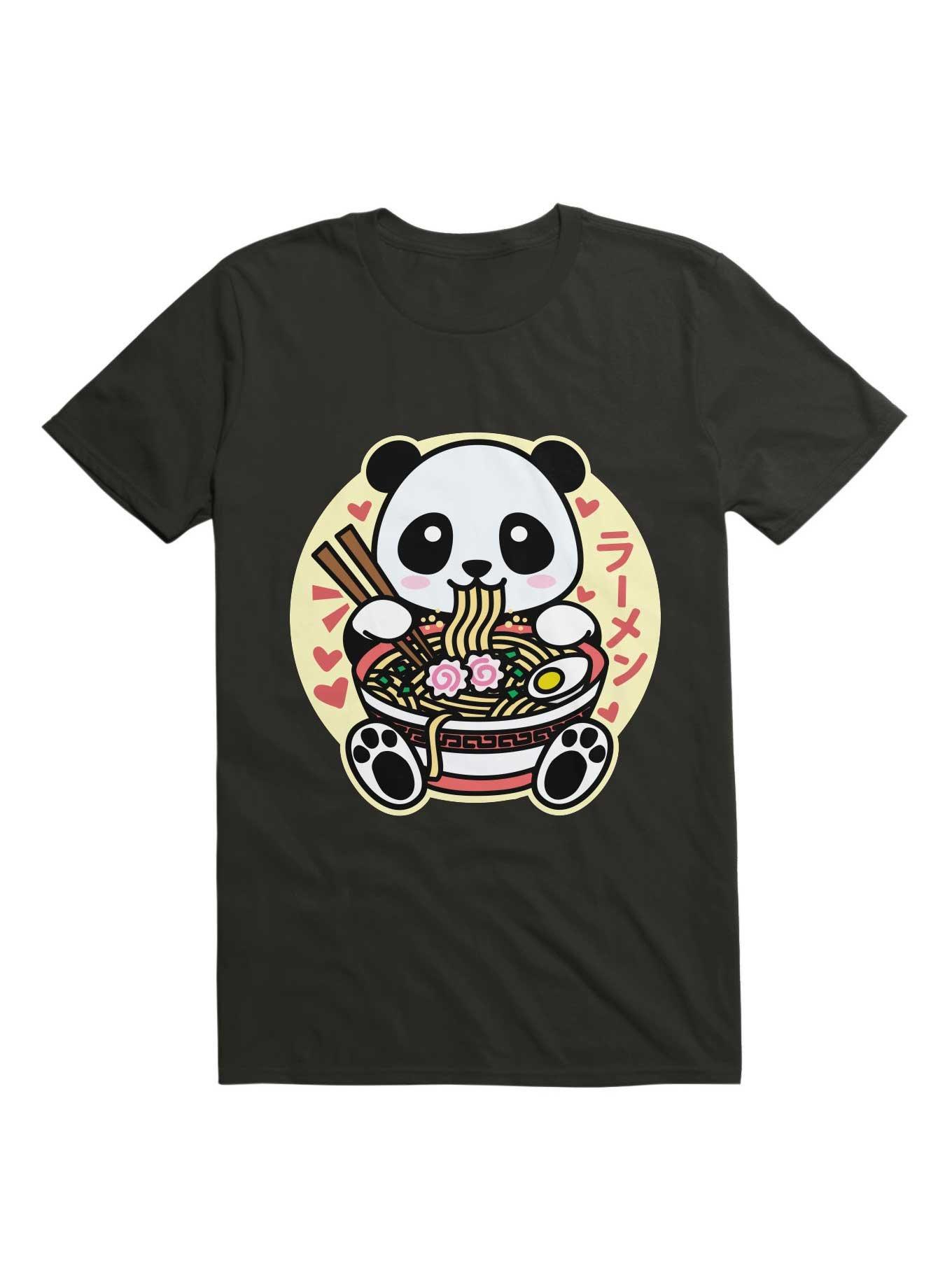 Panda Eating Ramen T-Shirt, BLACK, hi-res