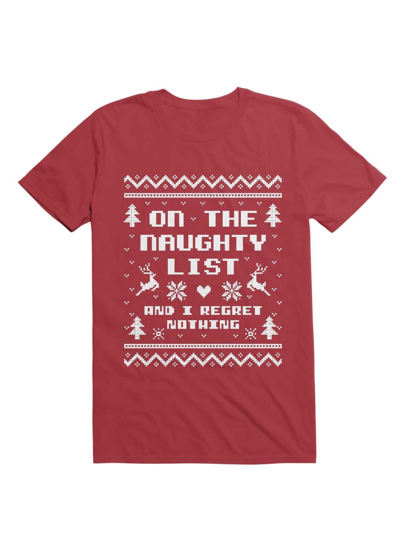 On the Naughty List Ugly Christmas Sweater T-Shirt, , hi-res