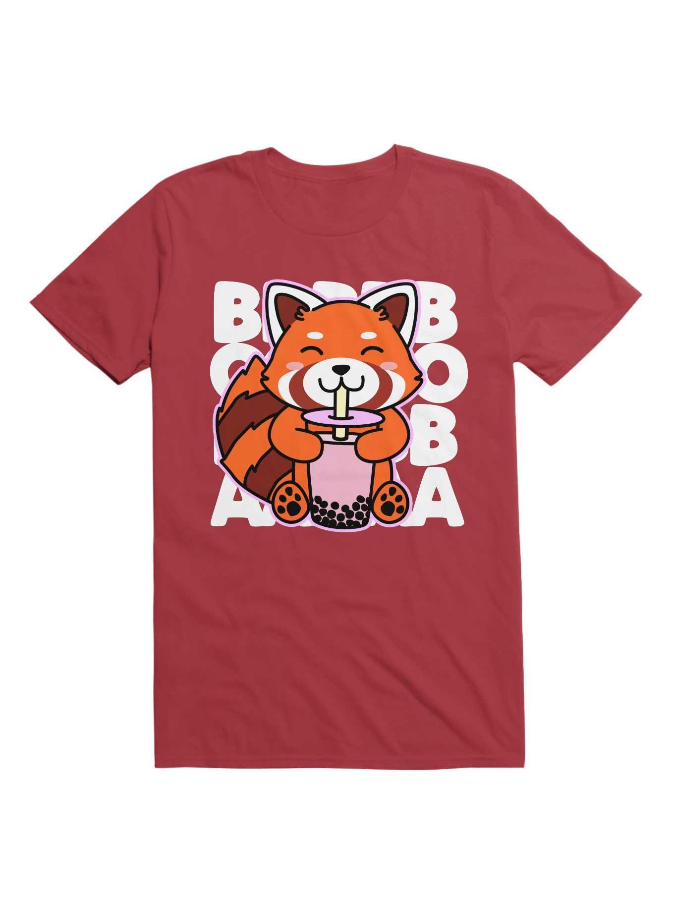 Red Panda Drinking Boba T-Shirt, , hi-res