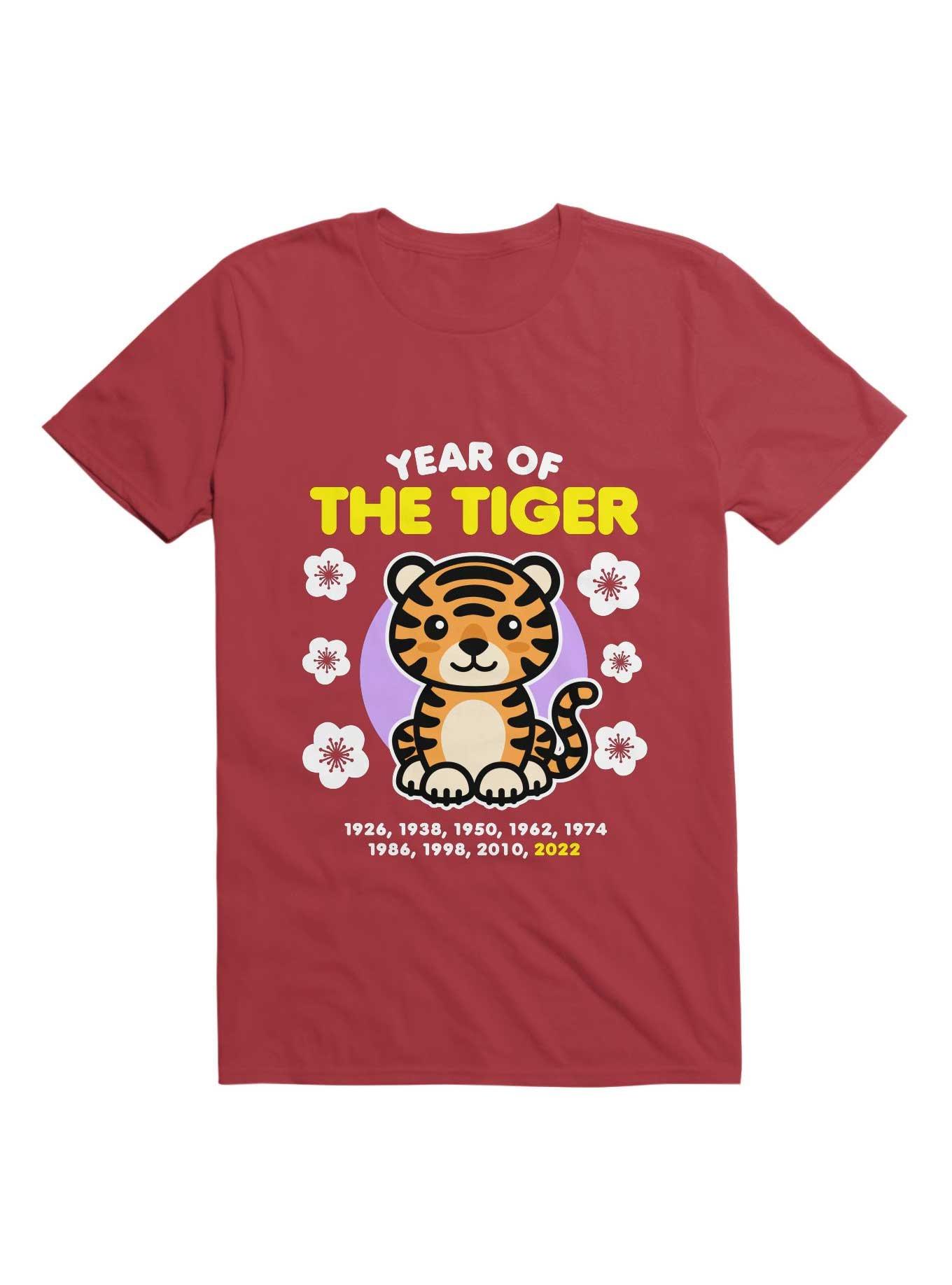 Kawaii Year of the Tiger 2022 T-Shirt, RED, hi-res