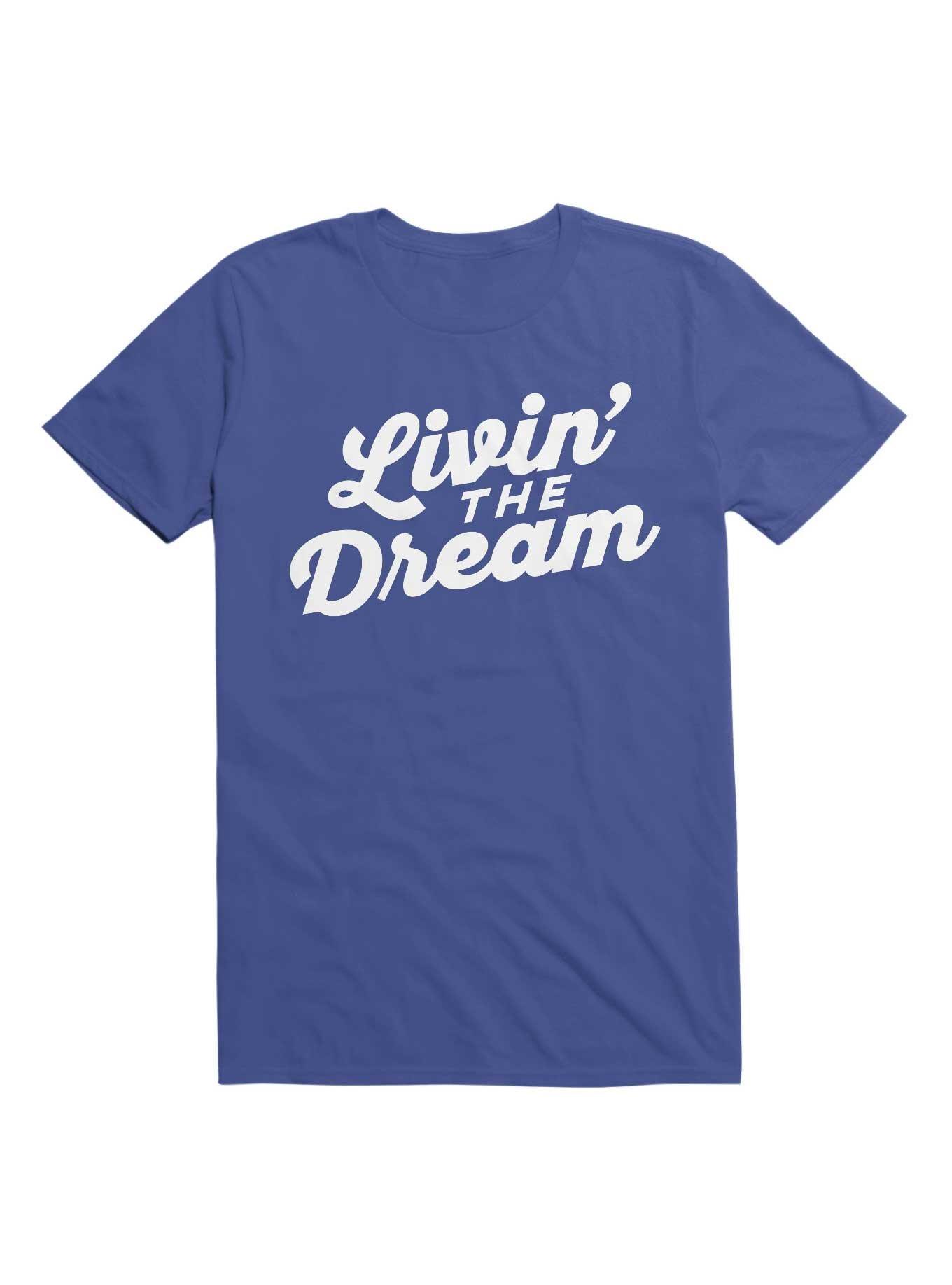 Livin the Dream 70s Script Font T-Shirt, ROYAL, hi-res