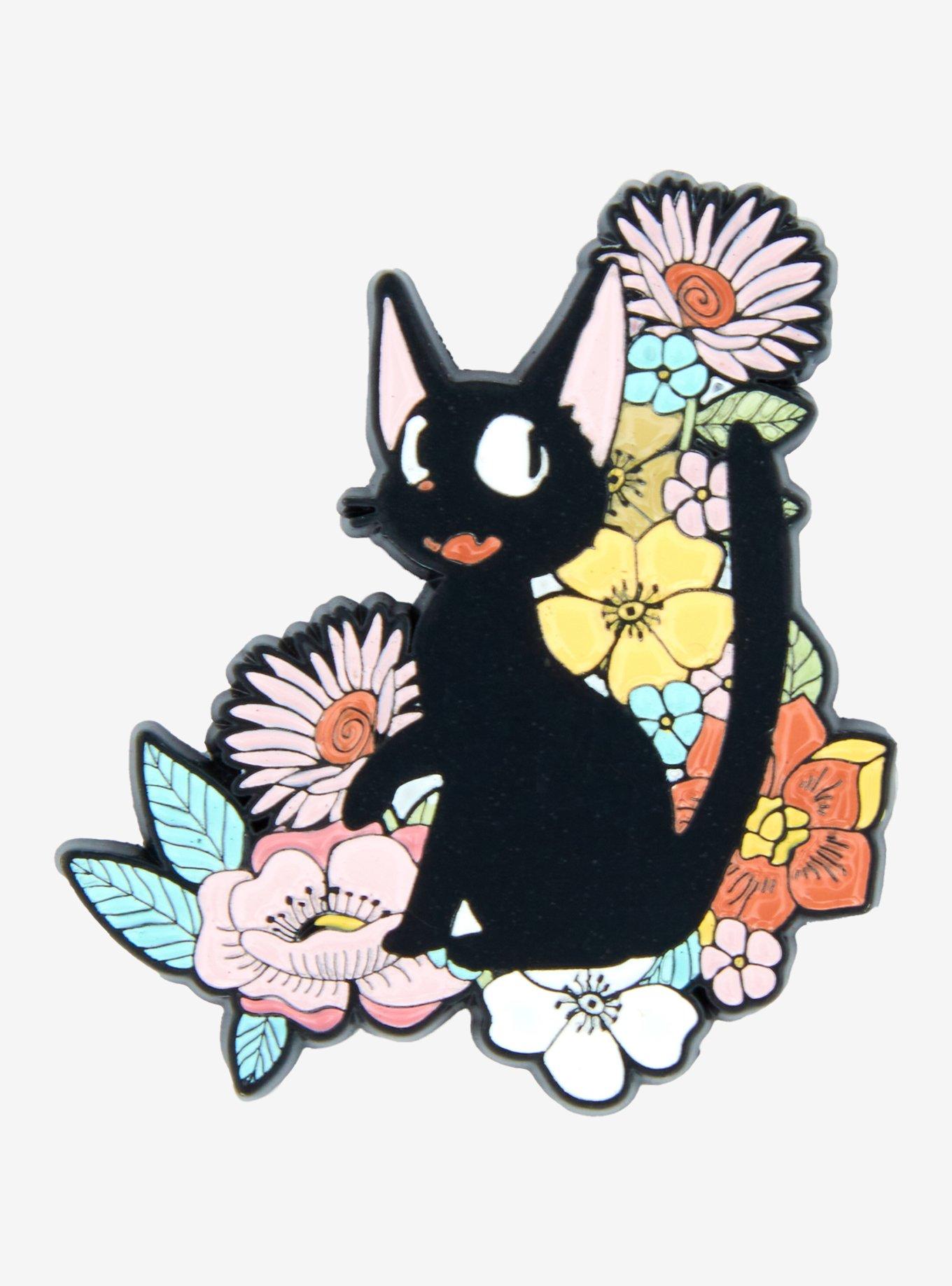 Studio Ghibli® Kiki's Delivery Service Jiji Flowers Enamel Pin, , hi-res