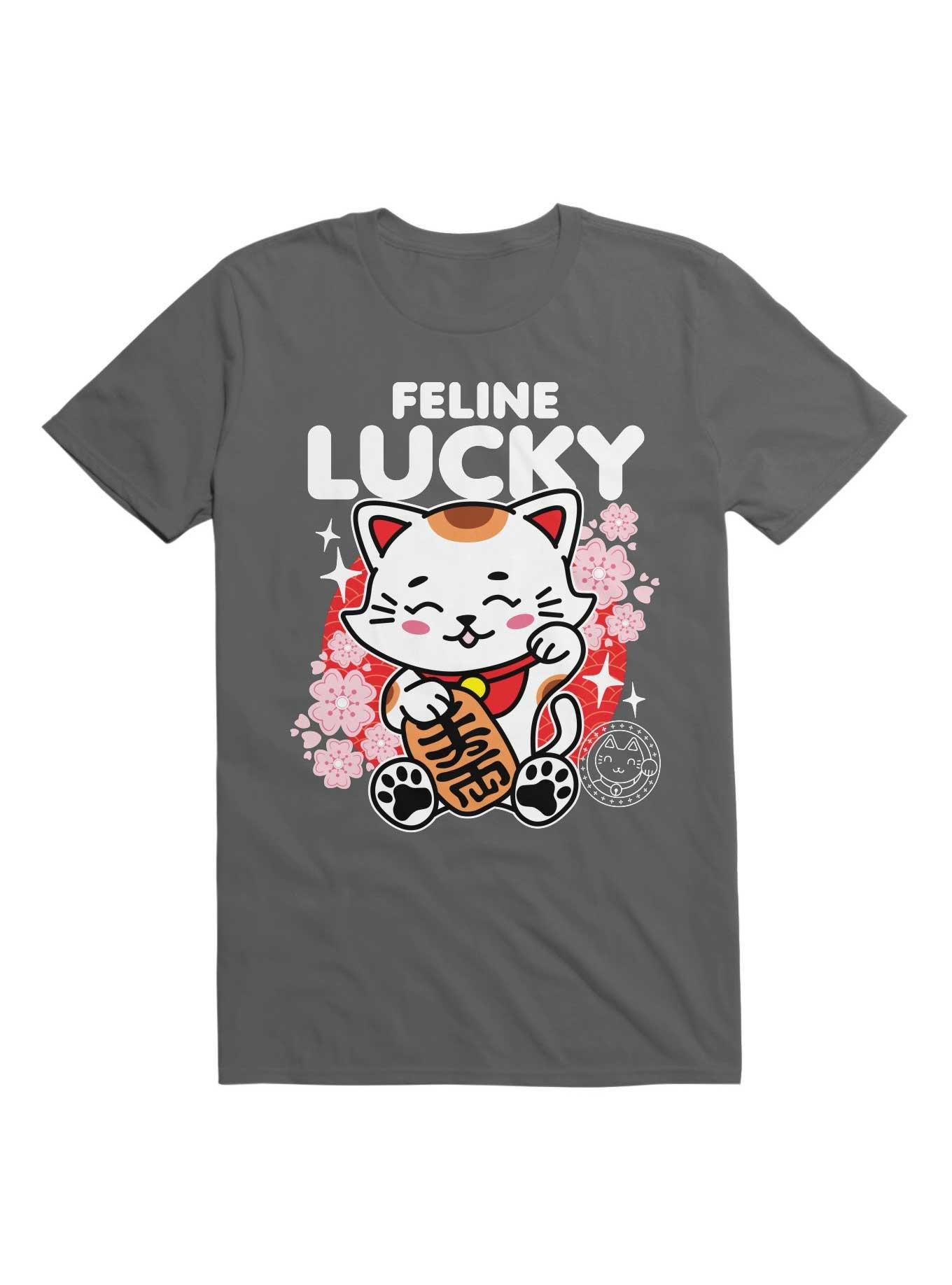 Feline Lucky Drk T-Shirt, , hi-res