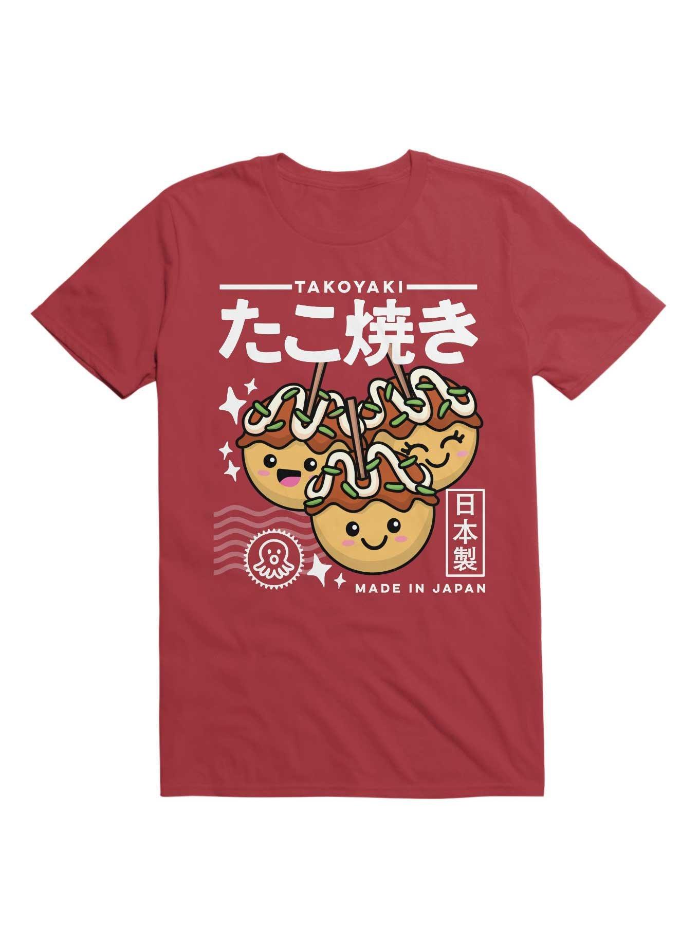 Kawaii Takoyaki Cute Japanese Food T-Shirt, RED, hi-res
