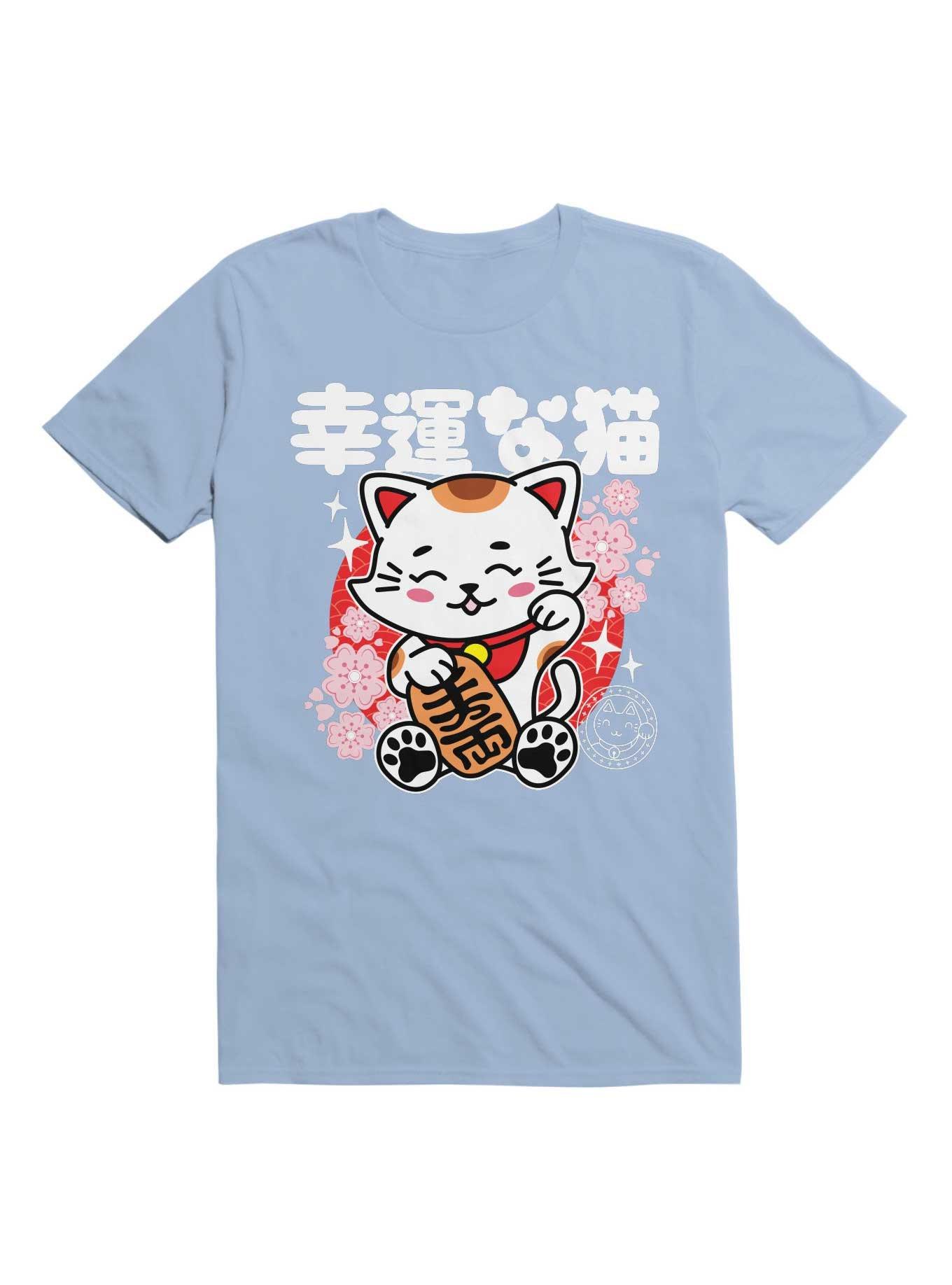 Lucky Cat Drk T-Shirt, LIGHT BLUE, hi-res