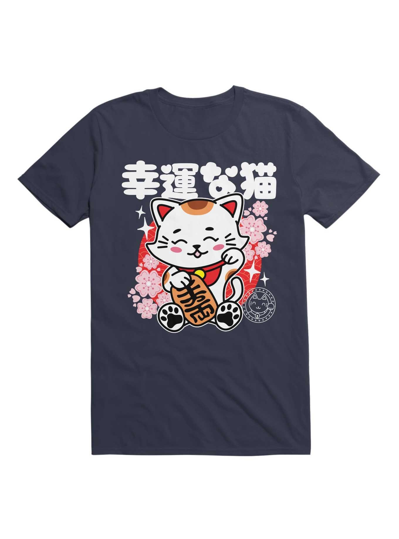 Lucky Cat Drk T-Shirt, , hi-res