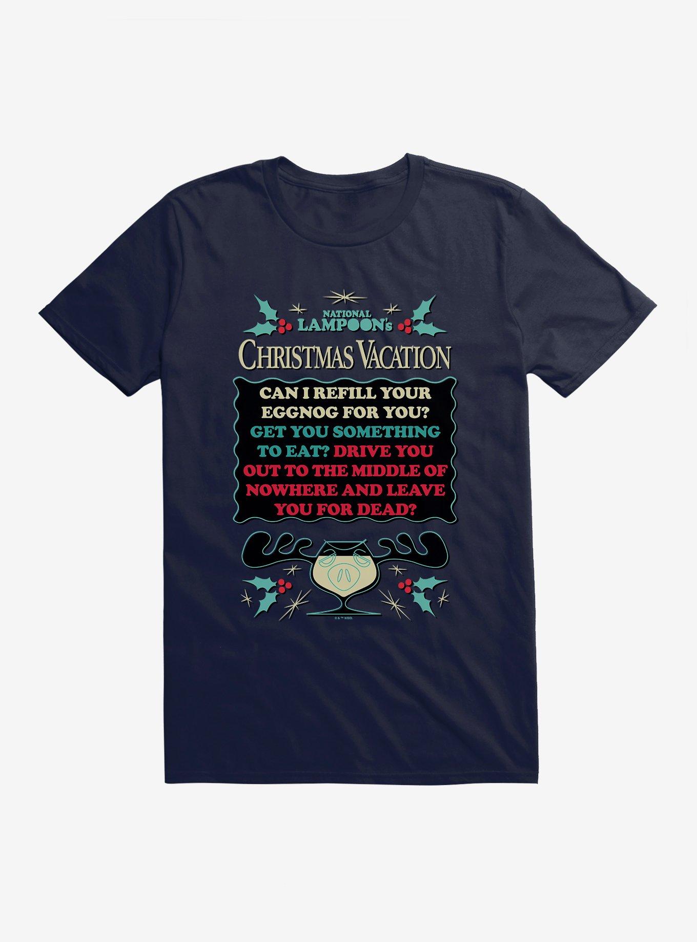 Christmas Vacation Can I Refill Your Eggnog For You? T-Shirt, NAVY, hi-res