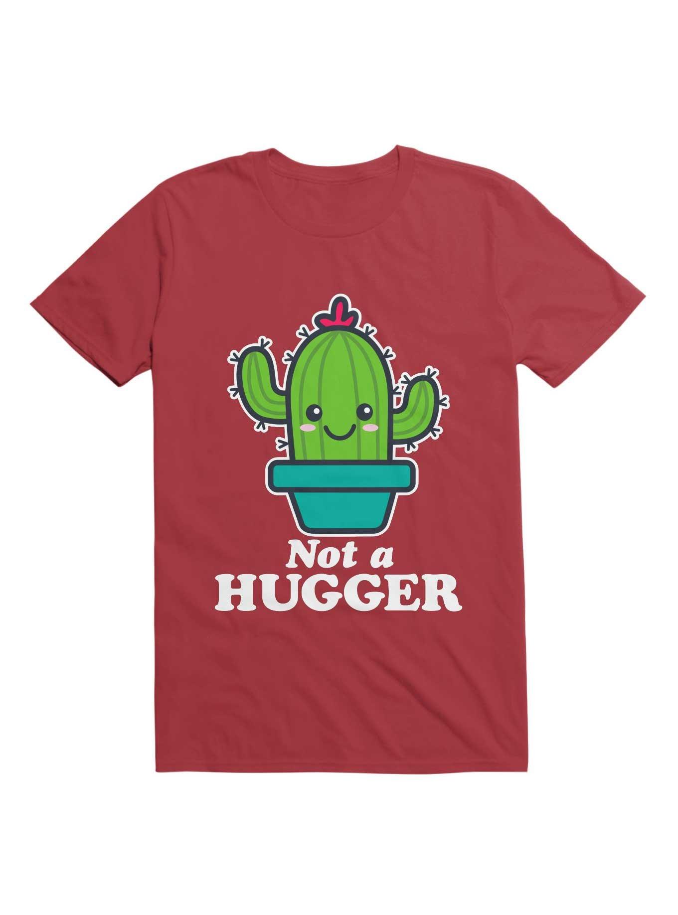 Not A Hugger Funny Cactus T-Shirt, RED, hi-res