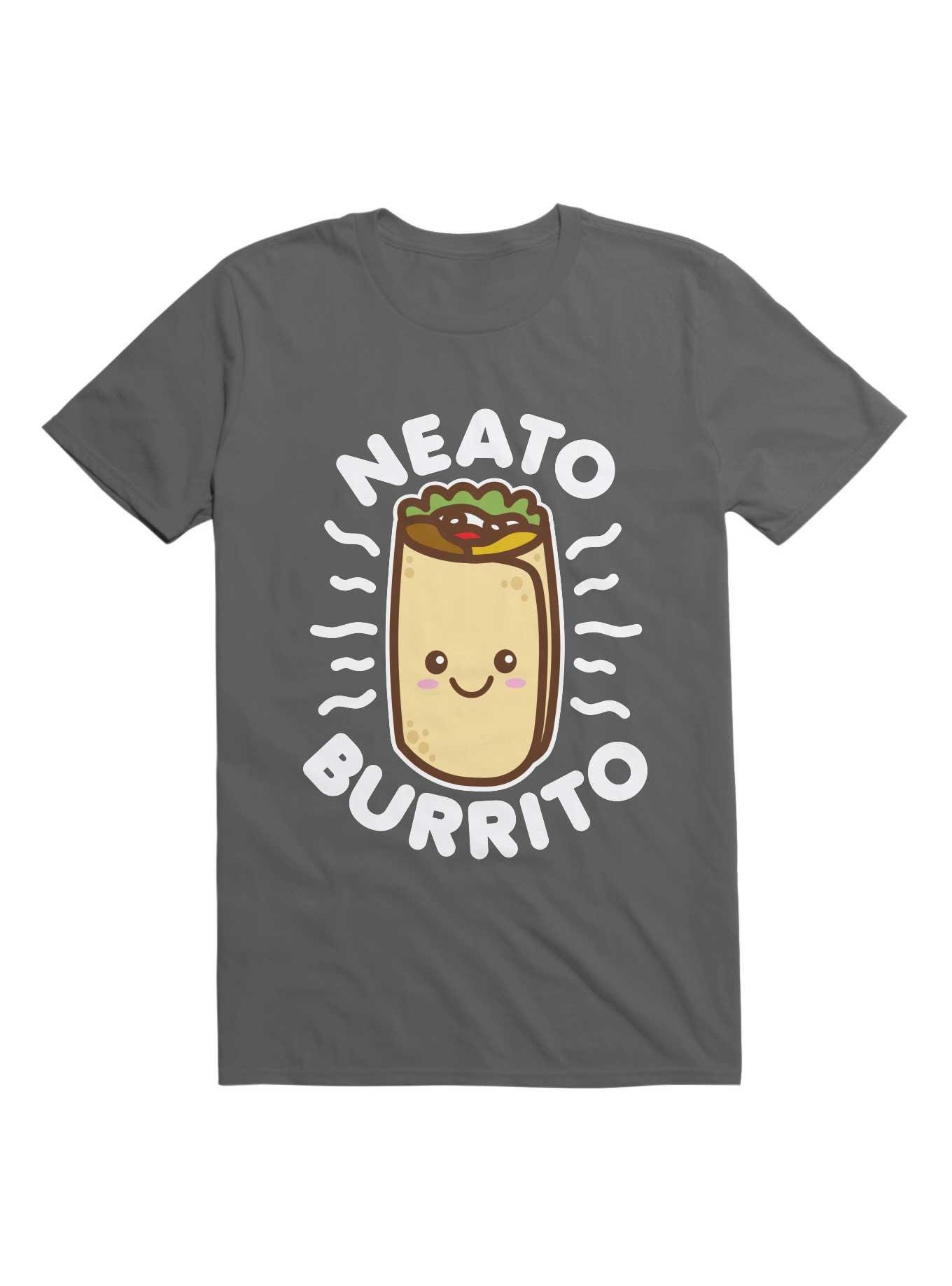 Neato Burrito Cute Kawaii Food Pun T-Shirt, CHARCOAL, hi-res